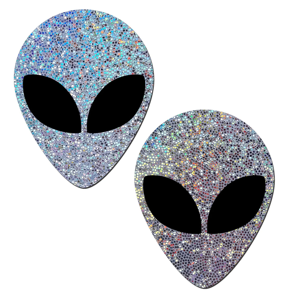 Silver Glitter Alien Pasties with Black Eyes Pastease