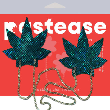 Shattered Glass Disco Ball Weed Gold Chain Nipple Pasties Pastease