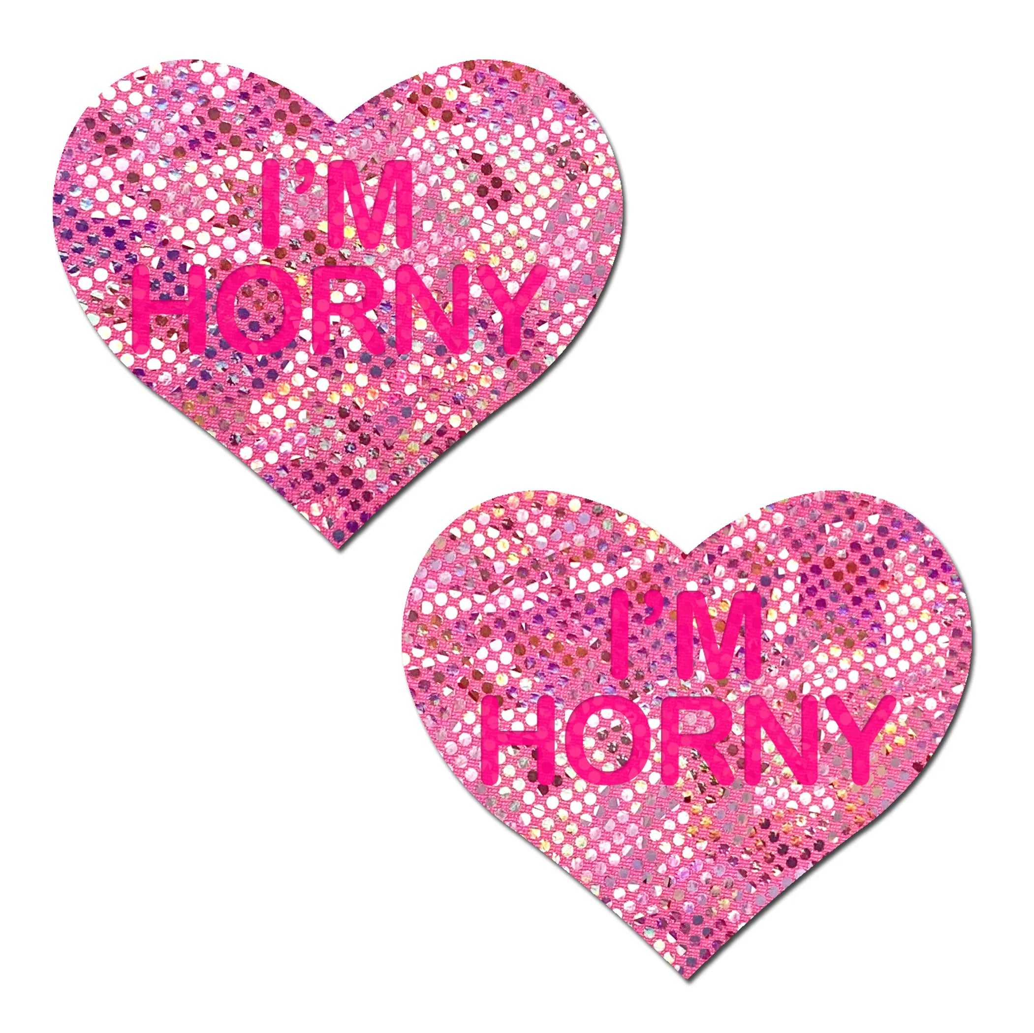 Pastease Love Liquid Pink Heart 'I'm Horny' Nipple Pasties Pastease