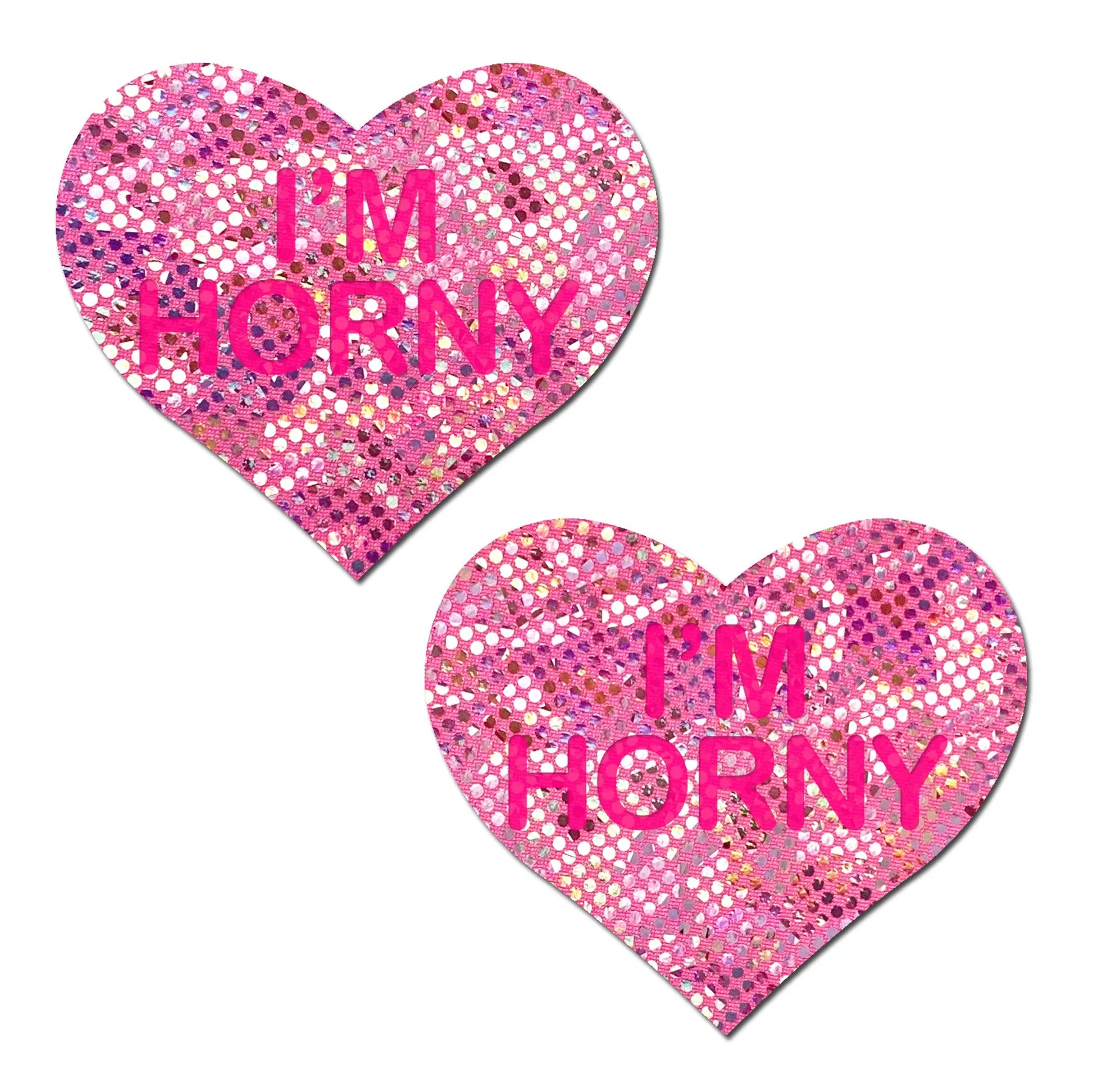 Pastease Love Liquid Pink Heart 'I'm Horny' Nipple Pasties Pastease