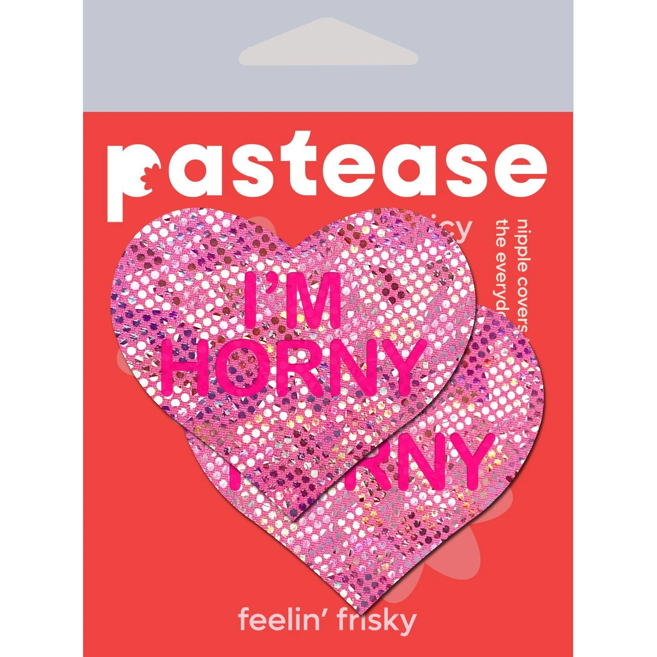 Pastease Love Liquid Pink Heart 'I'm Horny' Nipple Pasties Pastease