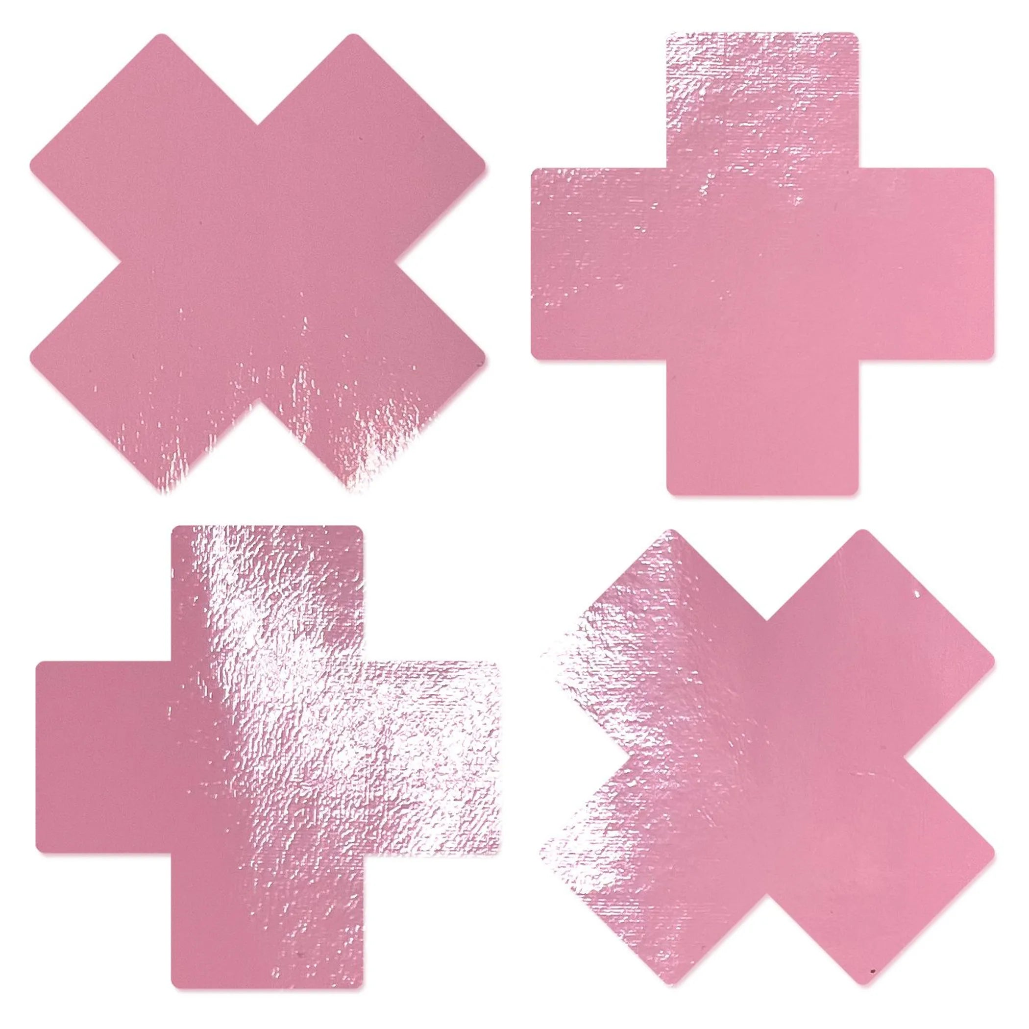 Petite Plus X Faux Latex Baby Pink Crosses Pasties Pastease