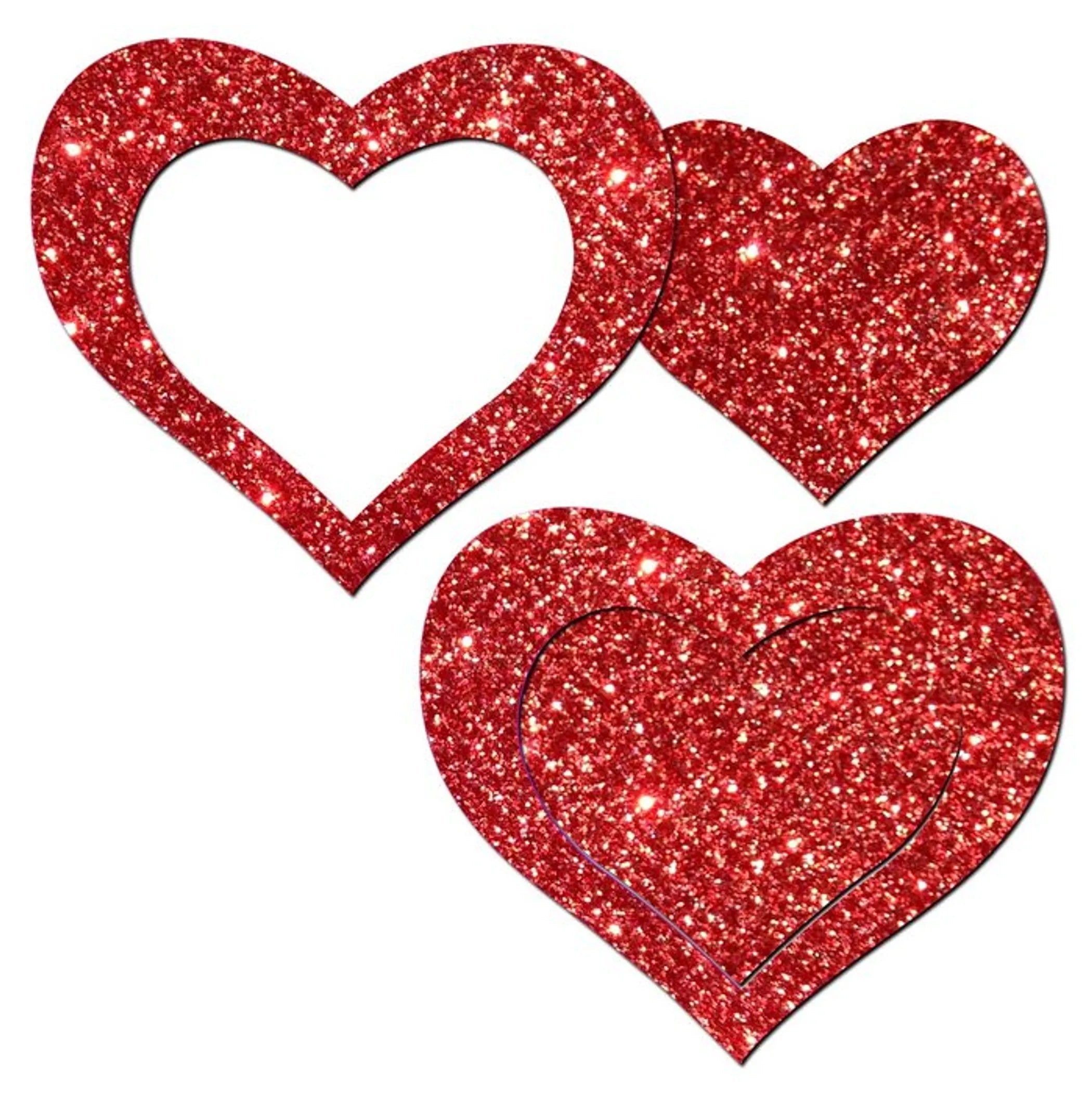 Glitter Peek-A-Boob Heart Pasties – Red Pastease