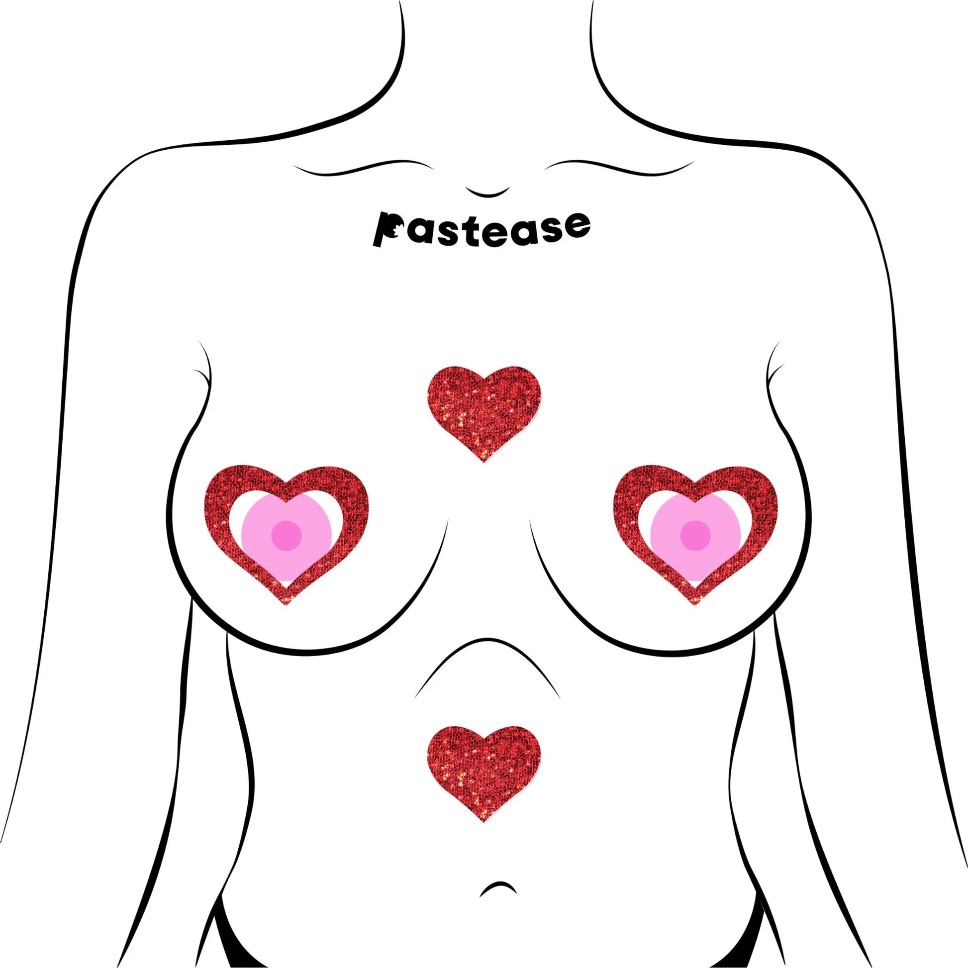 Glitter Peek-A-Boob Heart Pasties – Red Pastease