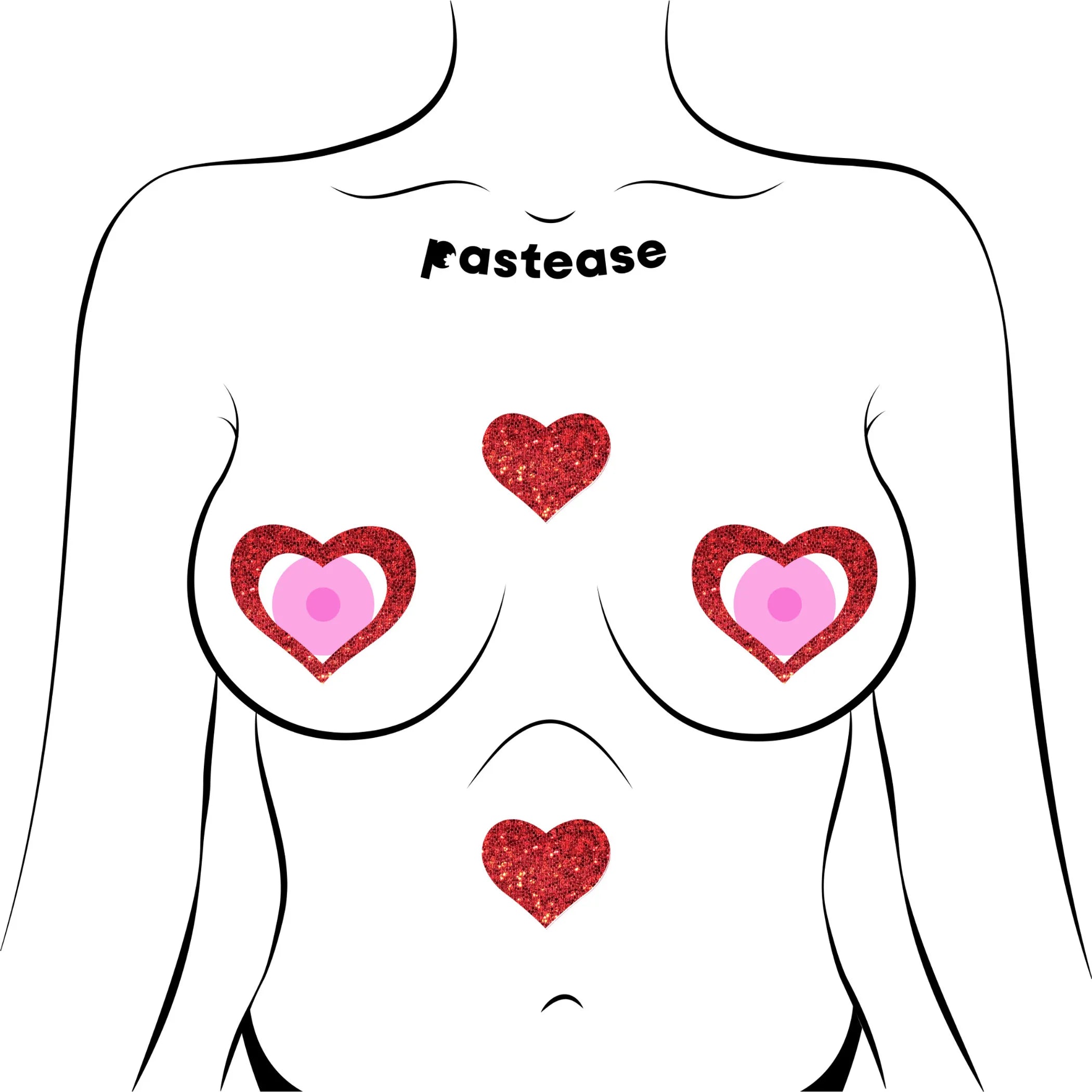 Glitter Peek-A-Boob Heart Pasties – Red Pastease