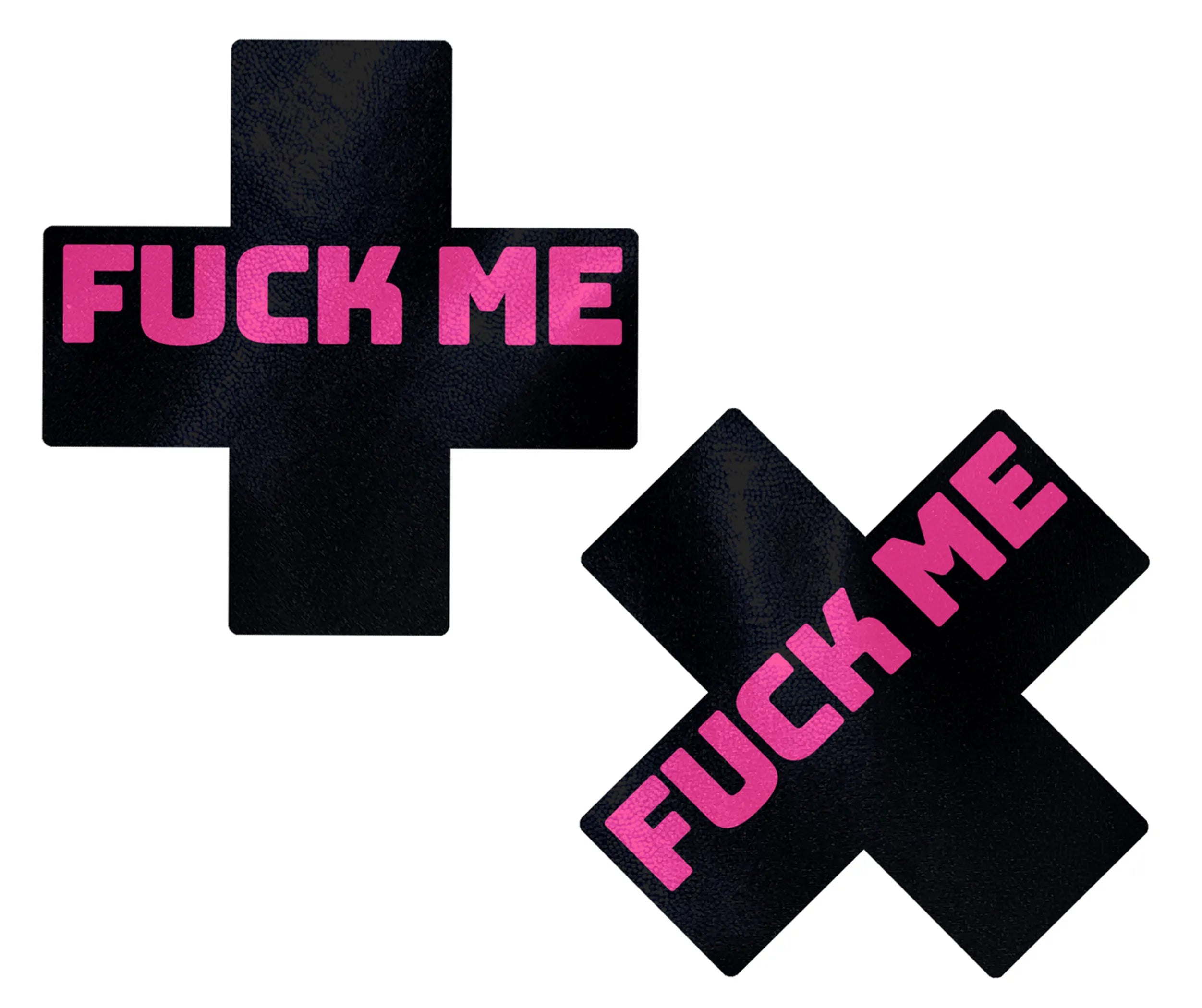 Pastease Liquid Black Cross Pink ‘F*ck Me’ Nipple Pasties Pastease