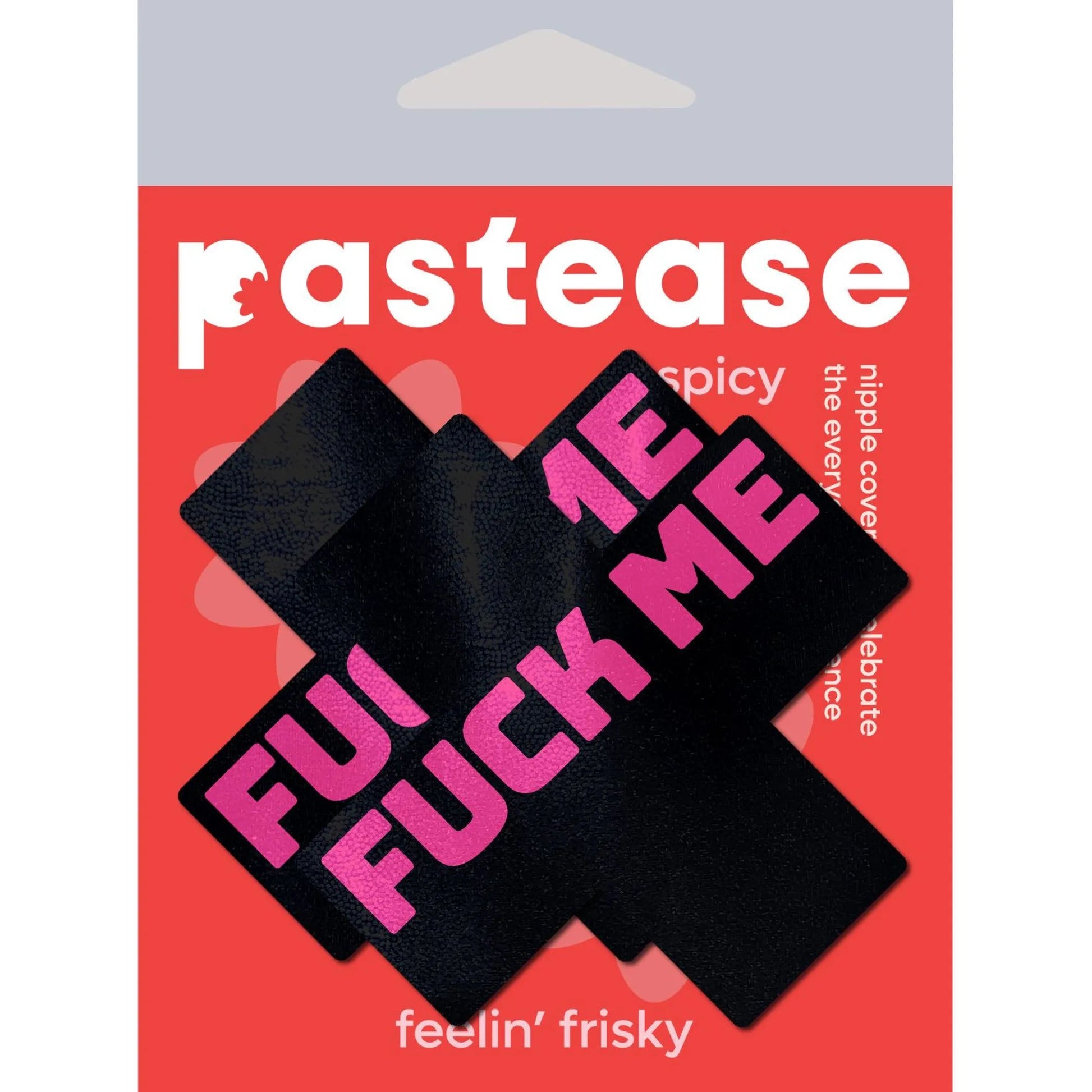 Pastease Liquid Black Cross Pink ‘F*ck Me’ Nipple Pasties Pastease