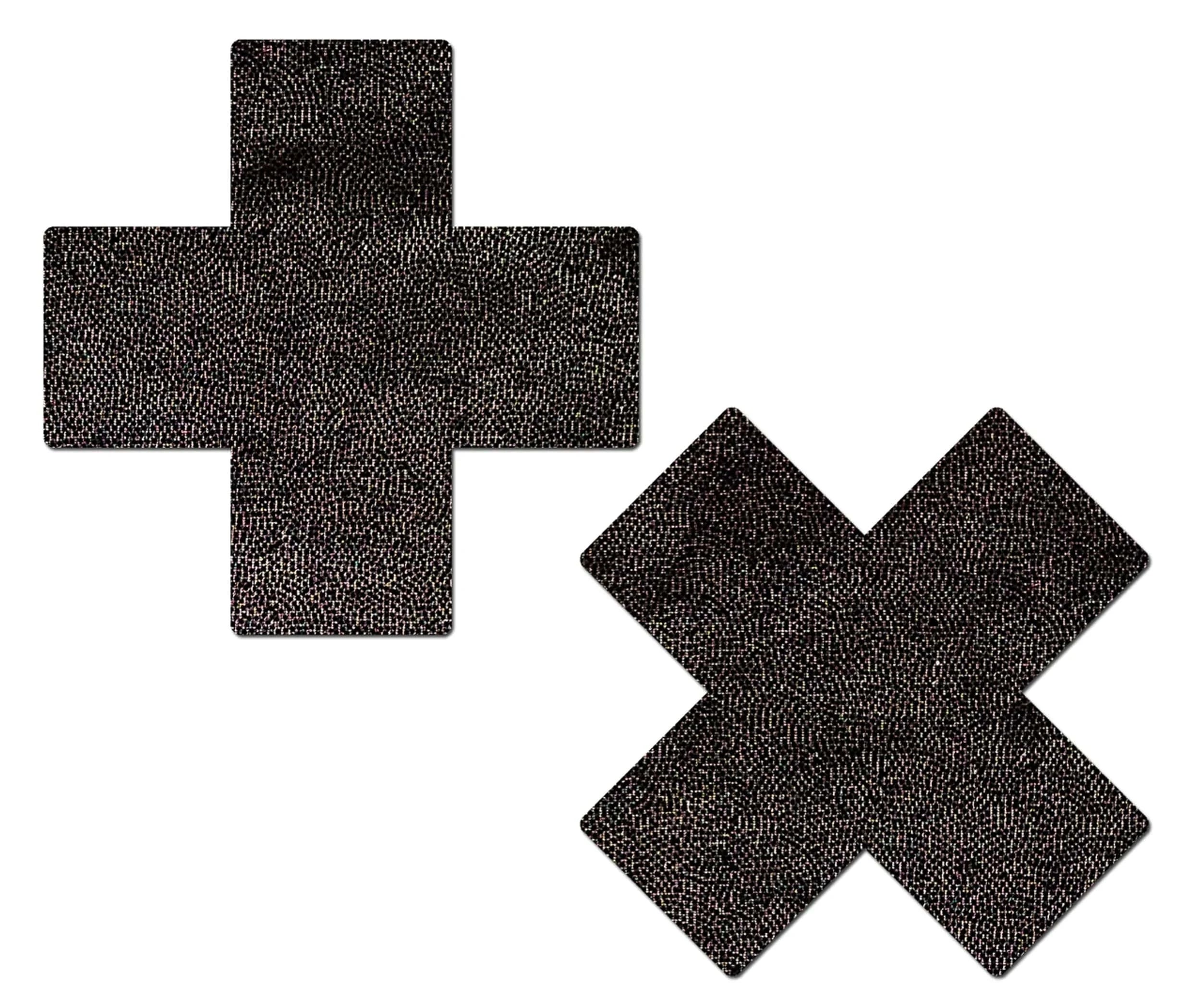 PLUS X Liquid Black Cross Nipple Pasties Pastease