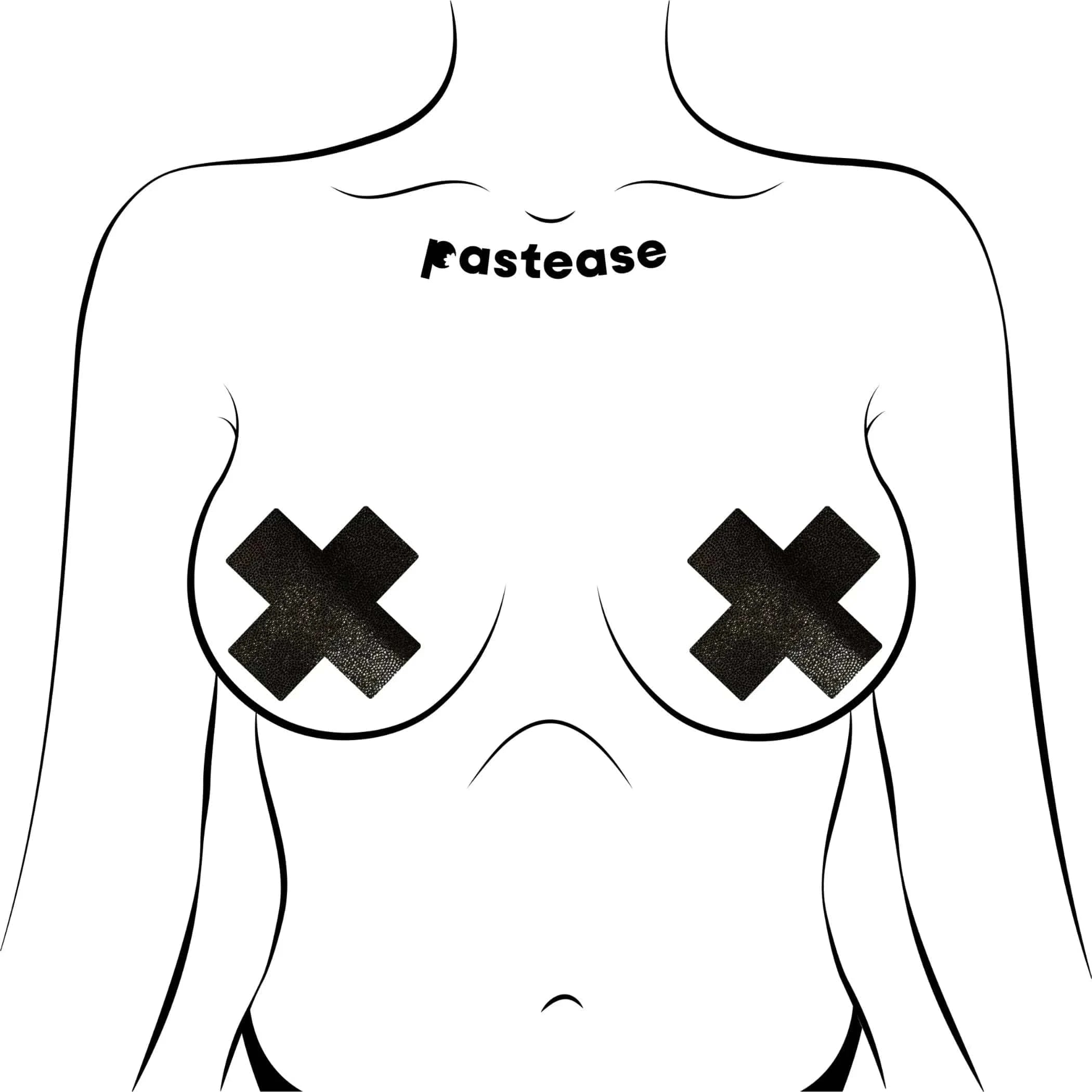 PLUS X Liquid Black Cross Nipple Pasties Pastease