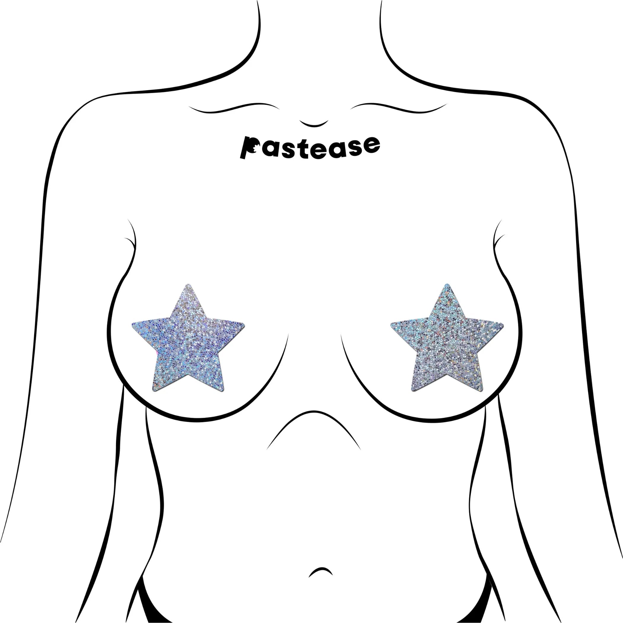 Pastease Holographic Star Silver Nipple Pasties Pastease