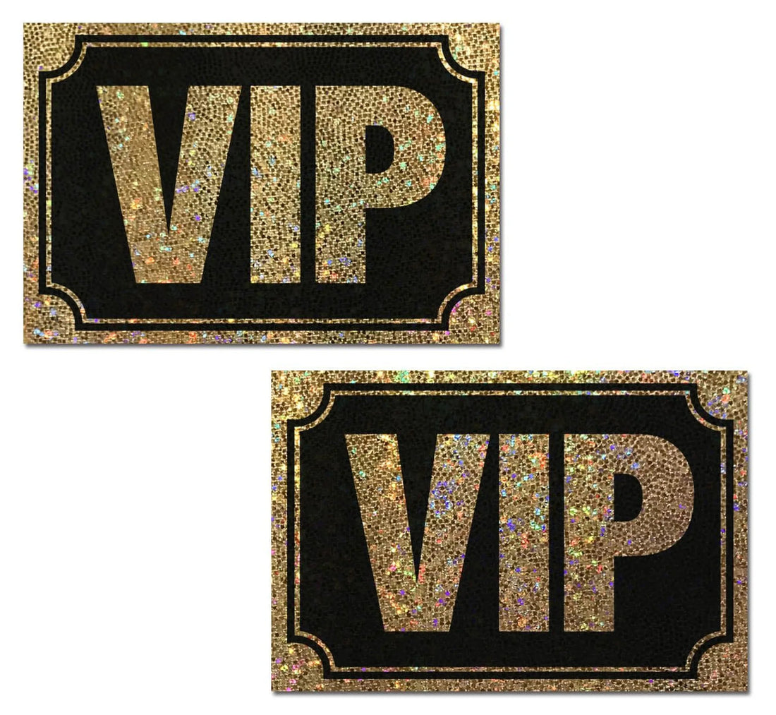 Pastease VIP Gold Glitter on Liquid Black Nipple Pasties Pastease