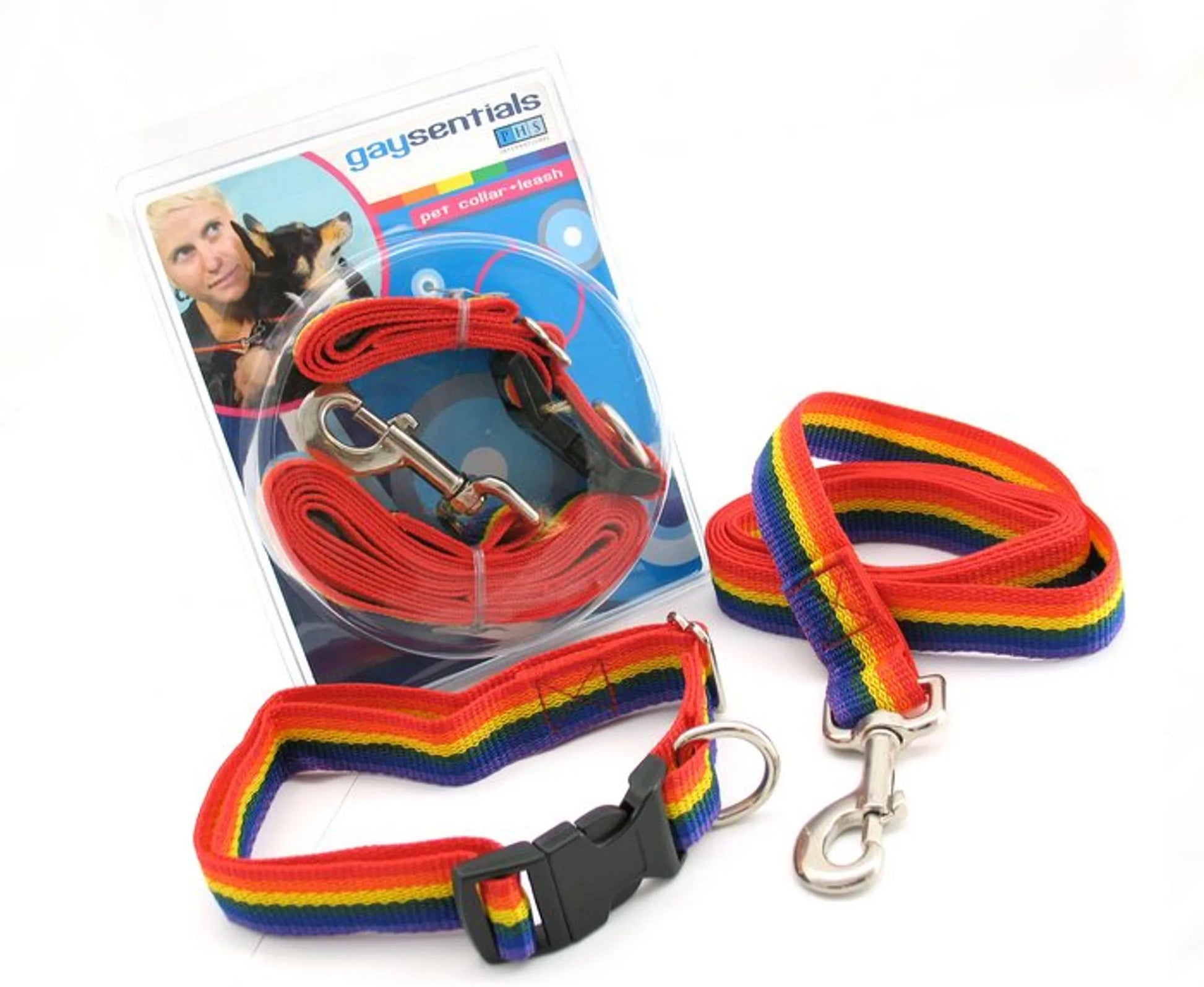 Pet Set Large Rainbow Collar and Leash PHS INTERNATIONAL