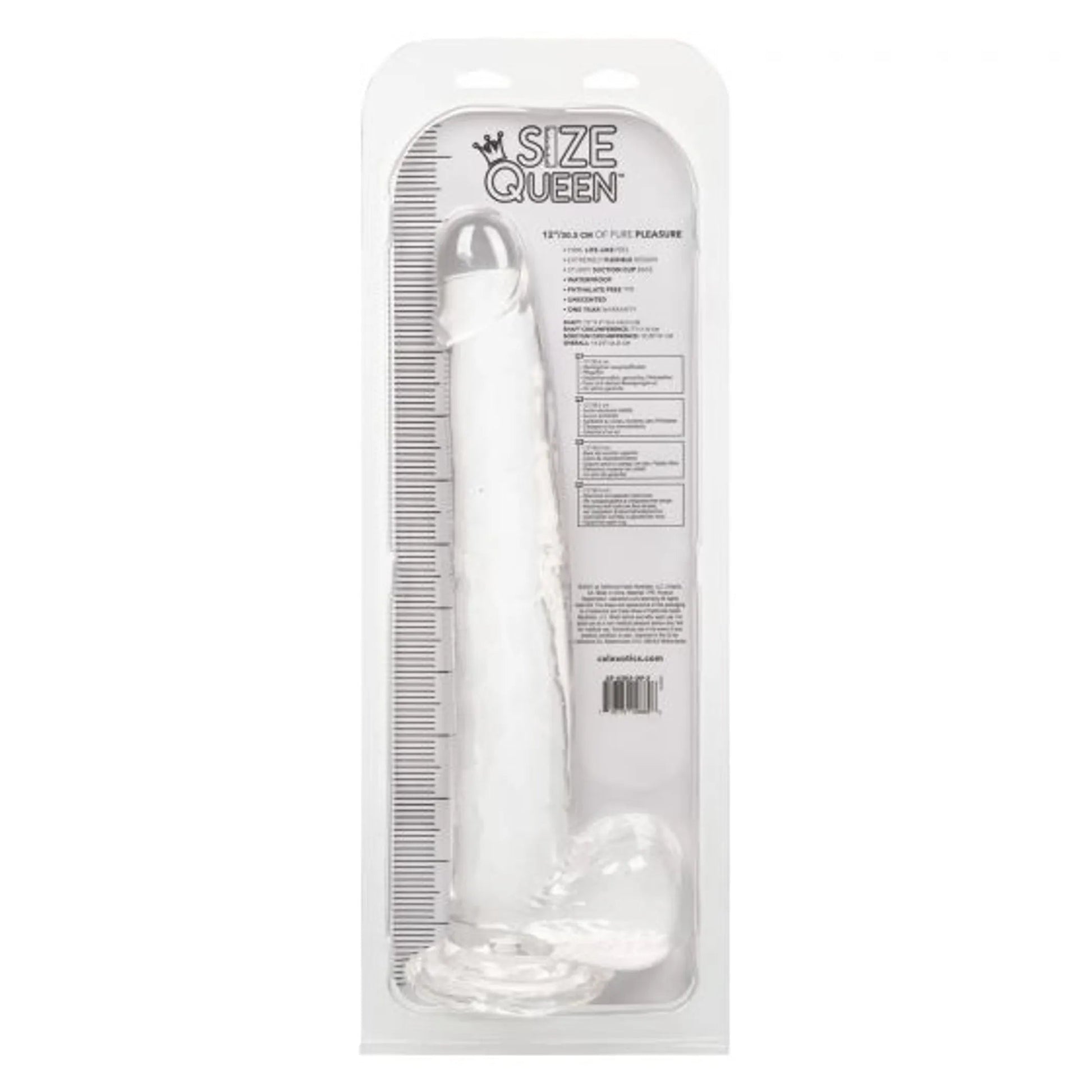 Size Queen 12in Clear Dildo California Exotic Novelties