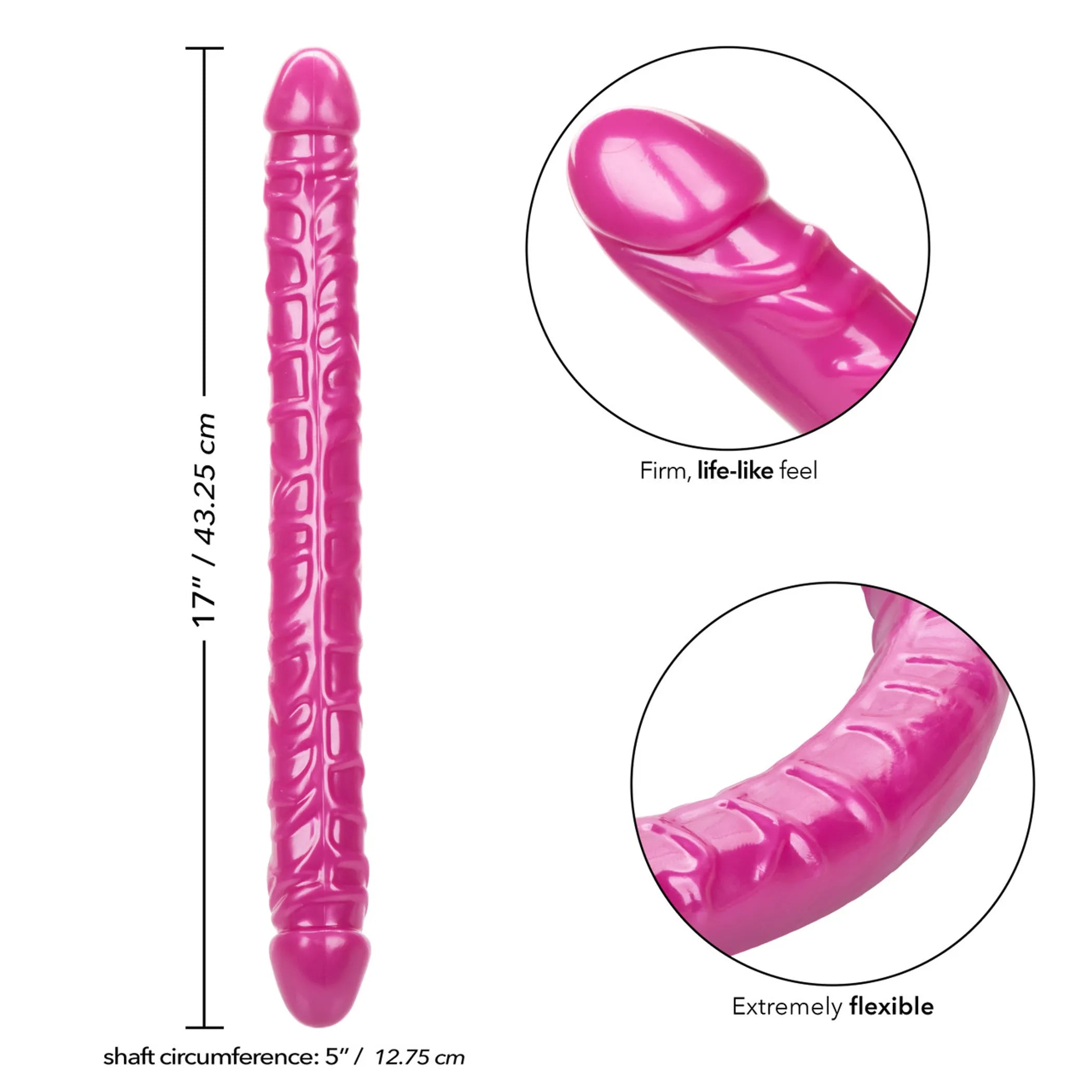 Size Queen 17in Pink Double-Ended Dildo California Exotic Novelties