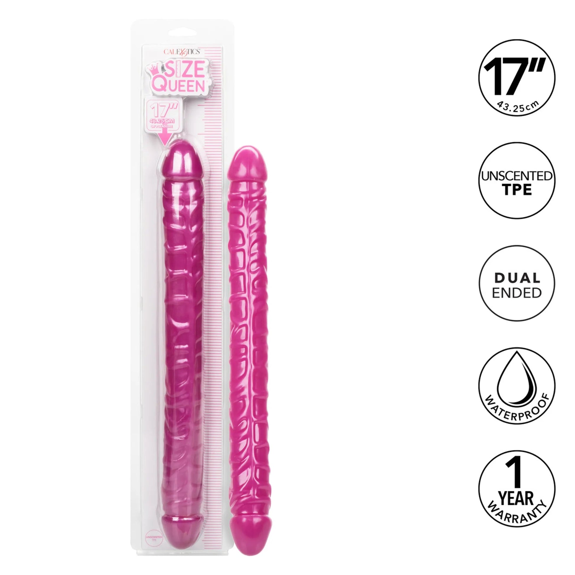 Size Queen 17in Pink Double-Ended Dildo California Exotic Novelties