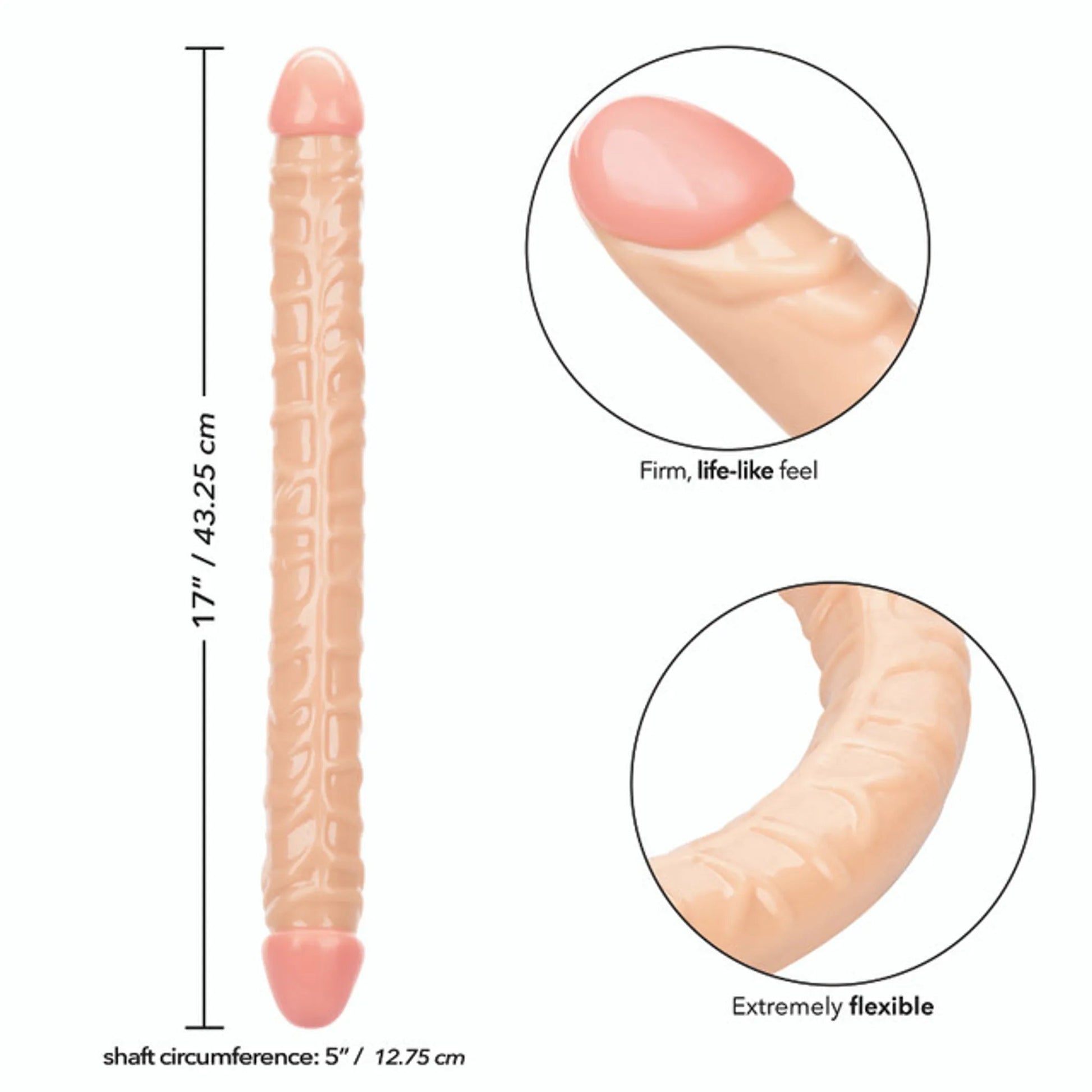 Size Queen 17in Ivory Double-Ended Dildo California Exotic Novelties
