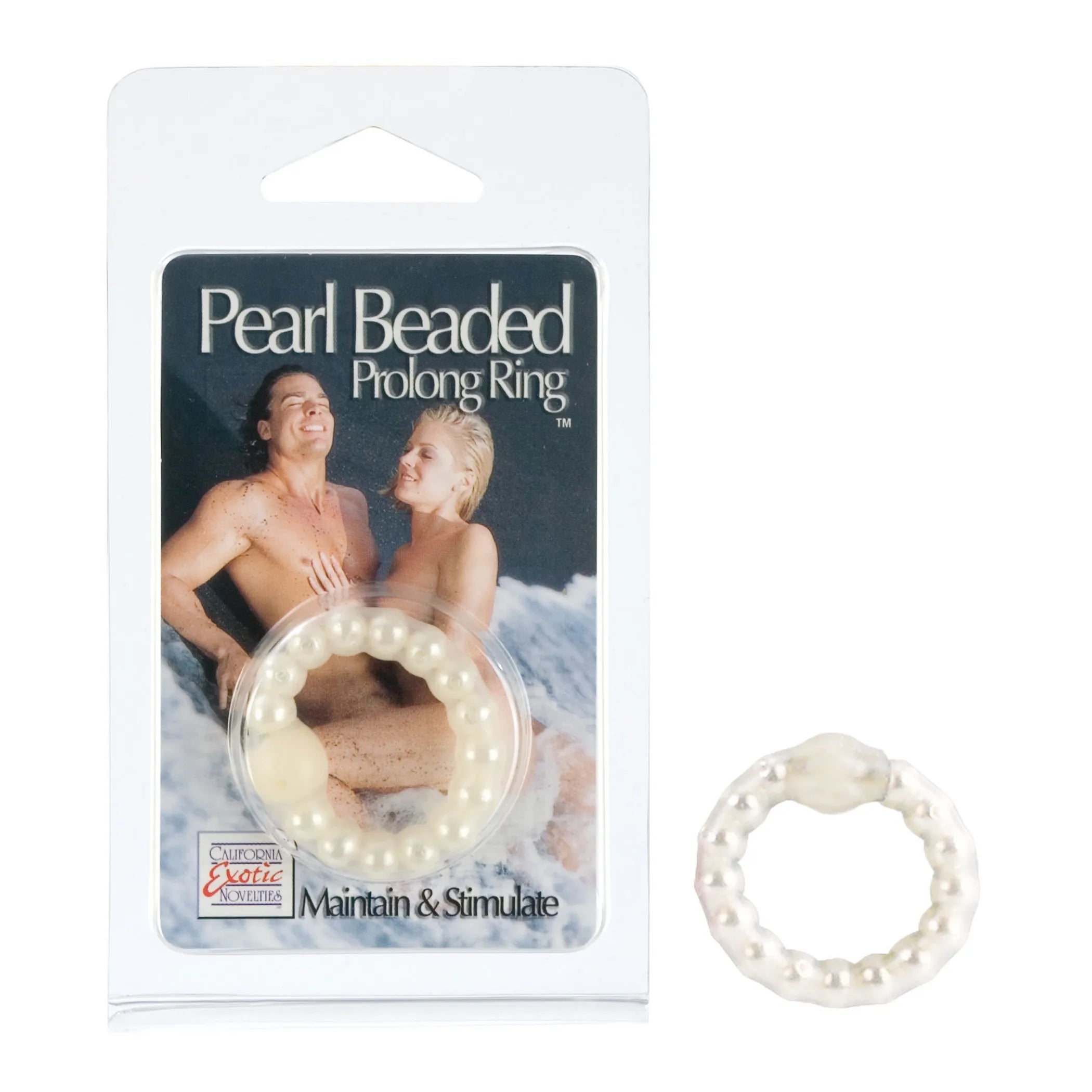 Pearl Bead Prolong Ring White California Exotic Novelties