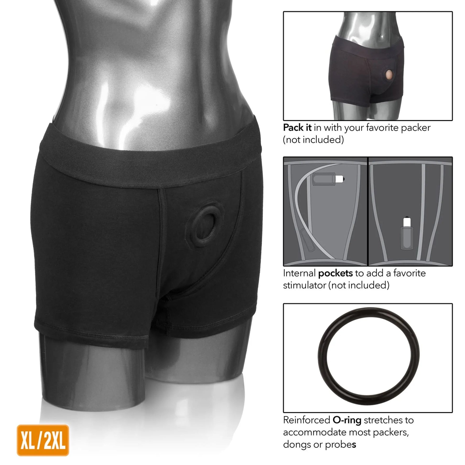 Packer Gear Black Boxer Brief Harness XL/2XL California Exotic Novelties