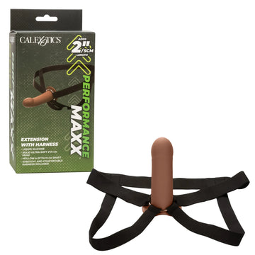 PERFORMANCE MAXX EXTENSION W/ HARNESS BROWN California Exotic Novelties