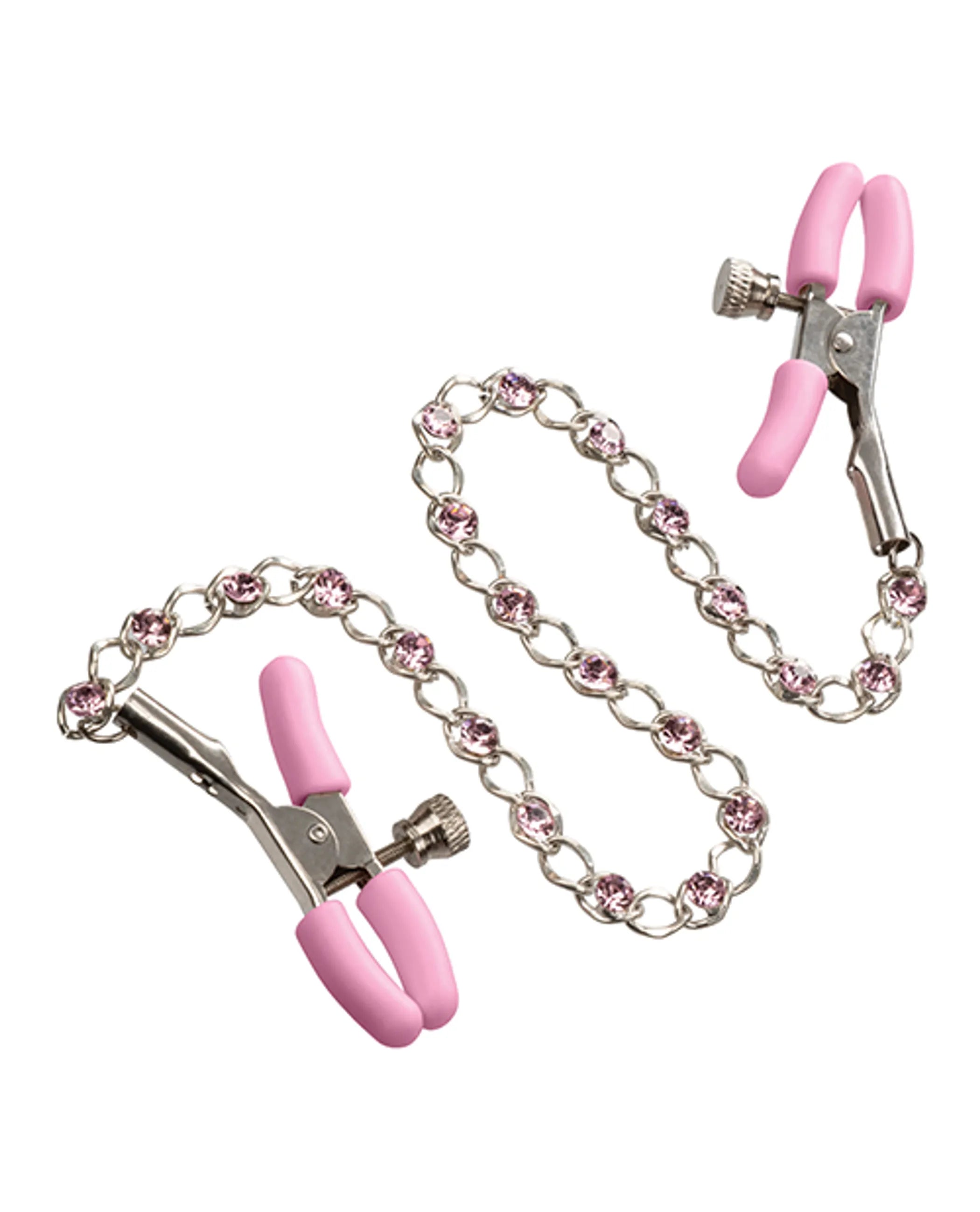 Crystal Chain Adjustable Nipple Clamps Pink California Exotic Novelties