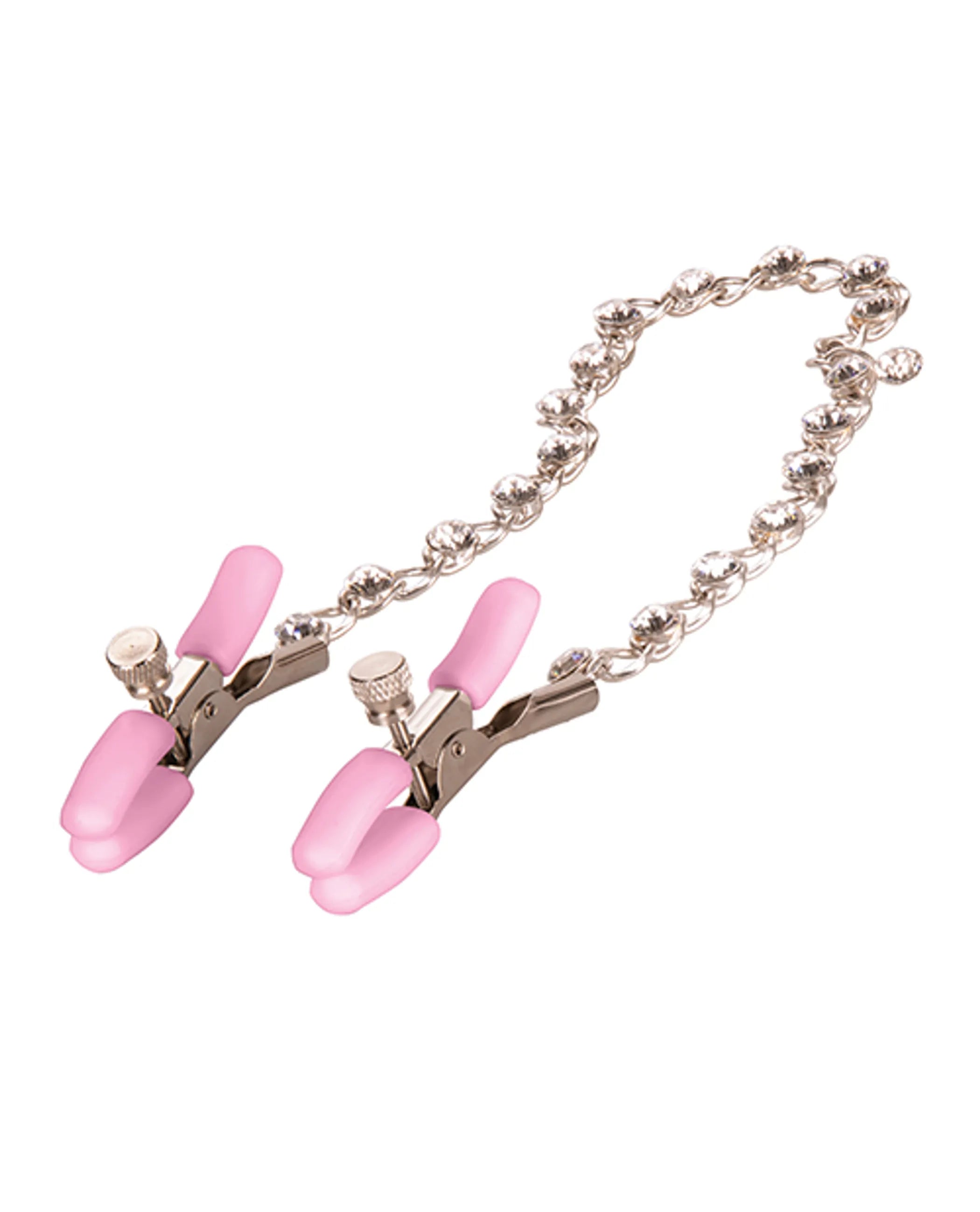 Crystal Chain Adjustable Nipple Clamps Pink California Exotic Novelties