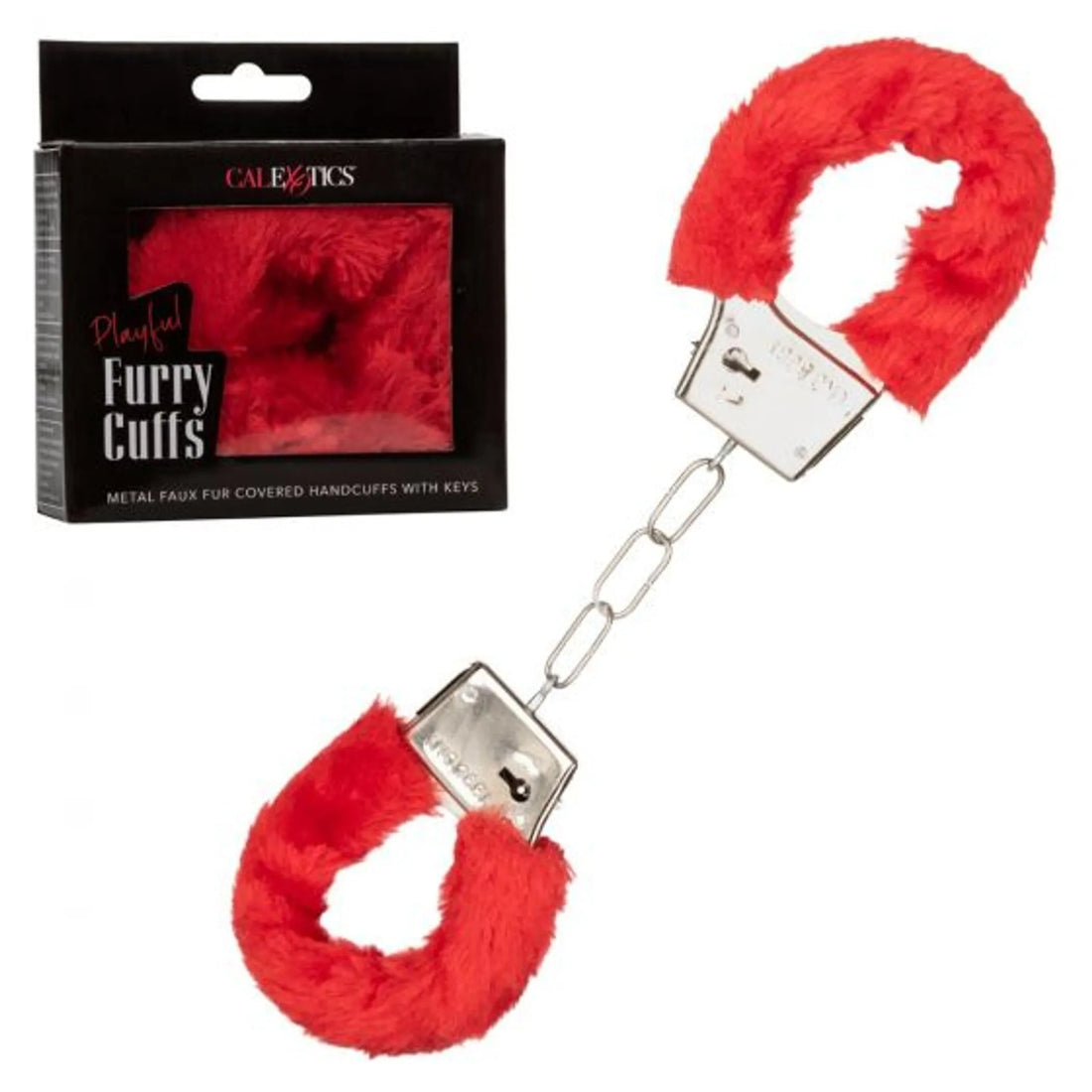 Playful Furry Cuffs Red California Exotic Novelties