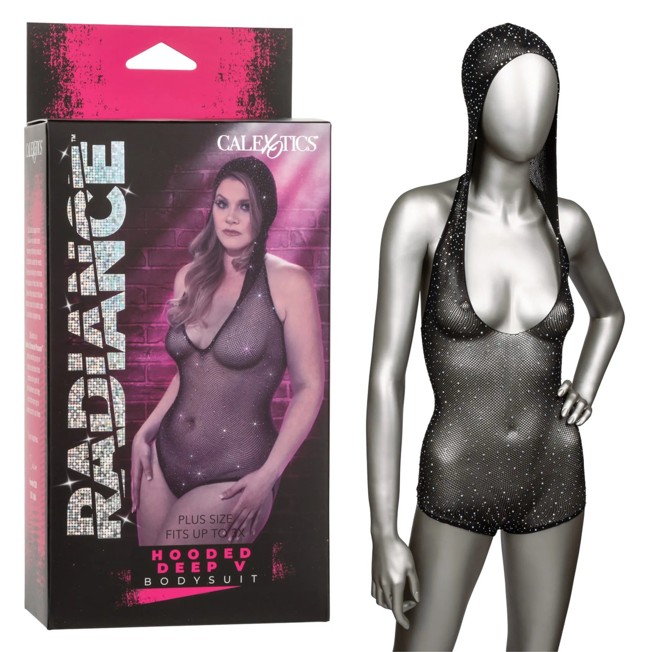 Radiance Plus Size Hooded Deep V Bodysuit California Exotic Novelties