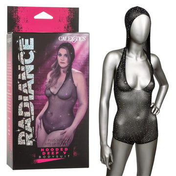 Radiance Plus Size Hooded Deep V Bodysuit California Exotic Novelties