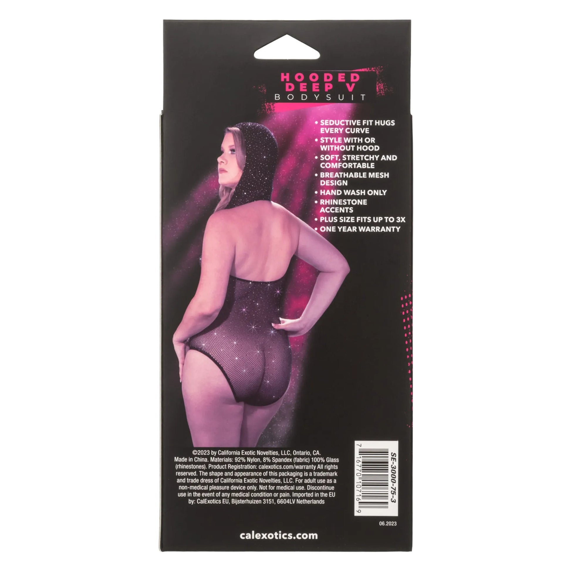 Radiance Plus Size Hooded Deep V Bodysuit California Exotic Novelties