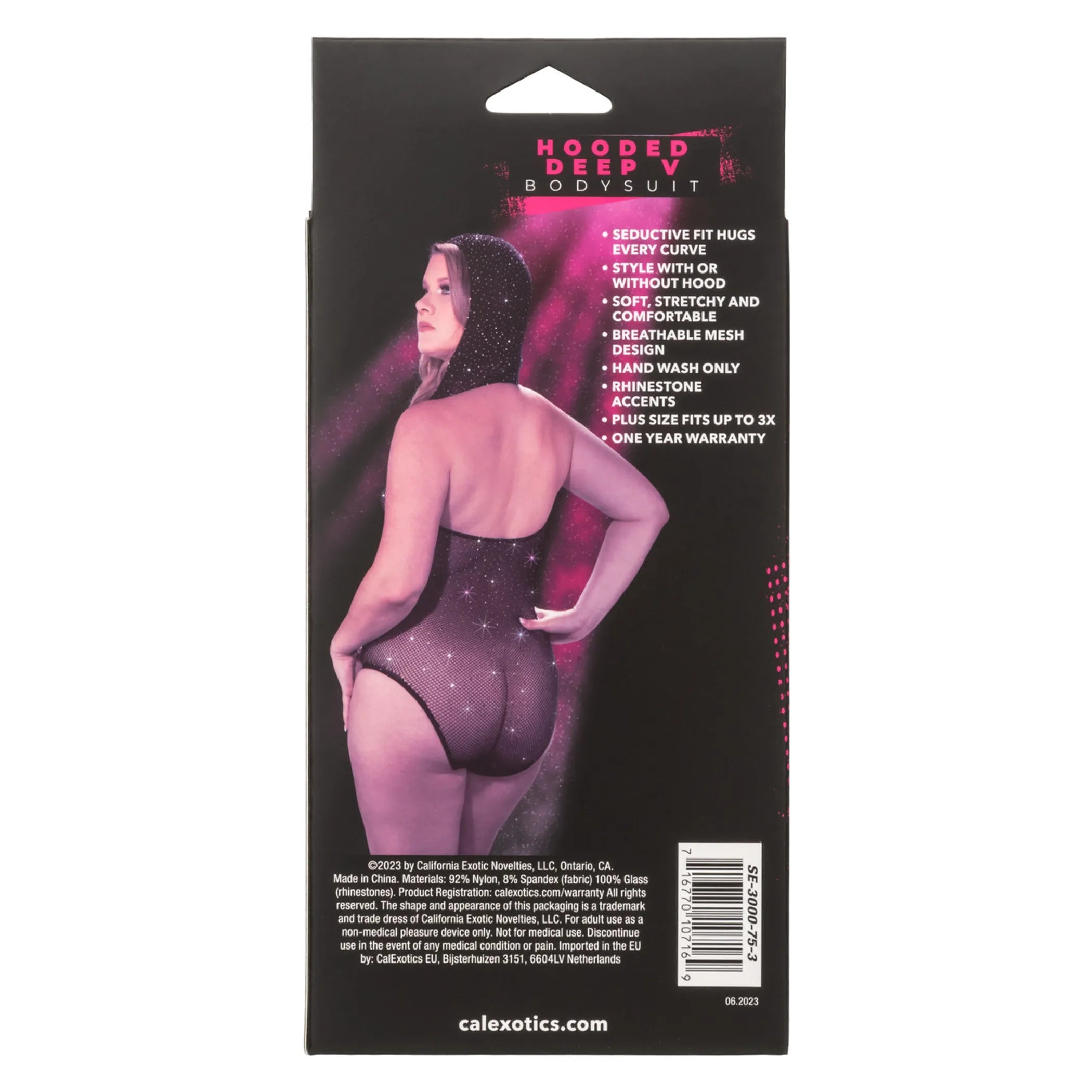 Radiance Plus Size Hooded Deep V Bodysuit California Exotic Novelties