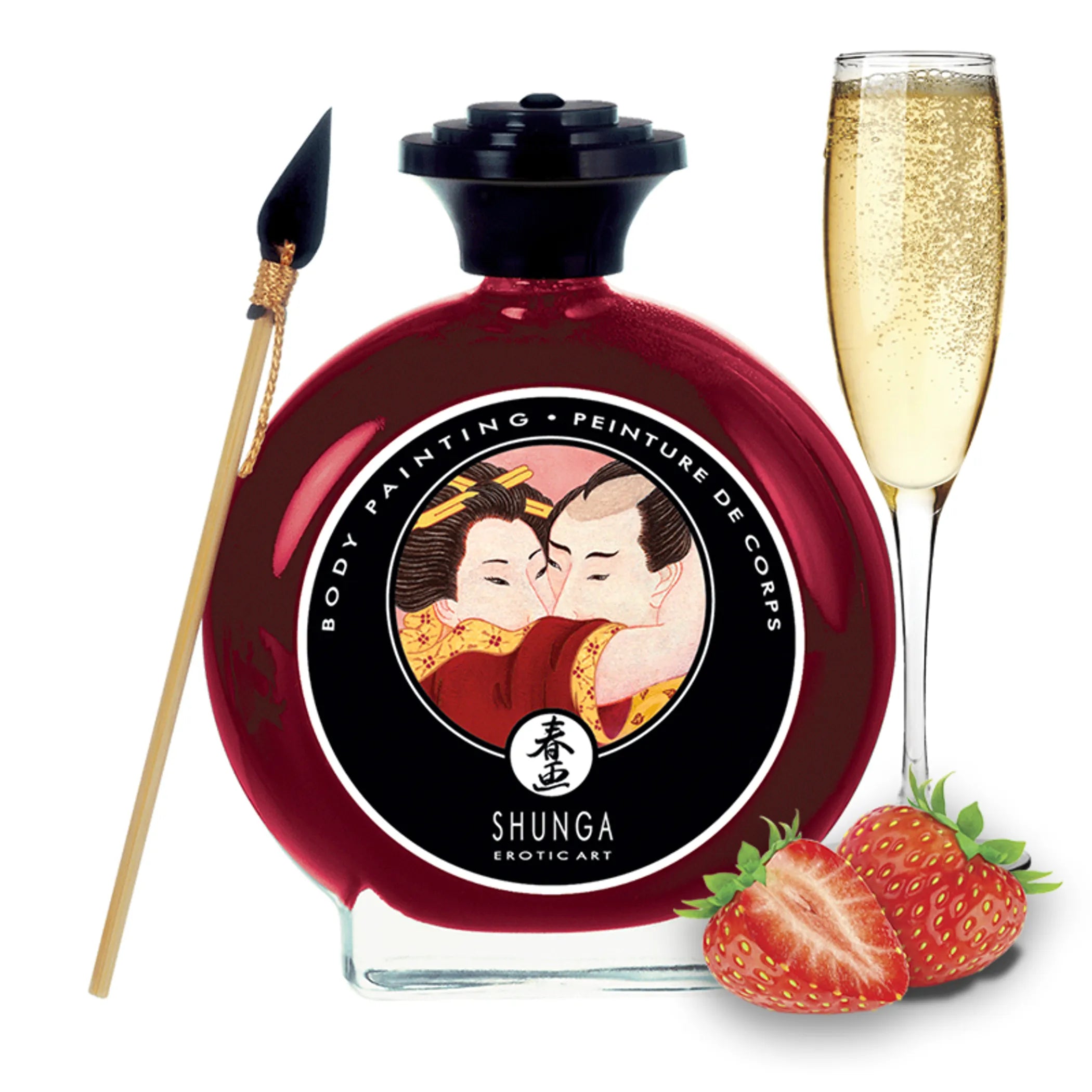 Edible Body Paint Sparkling Strawberry Wine 3.5 oz Shunga