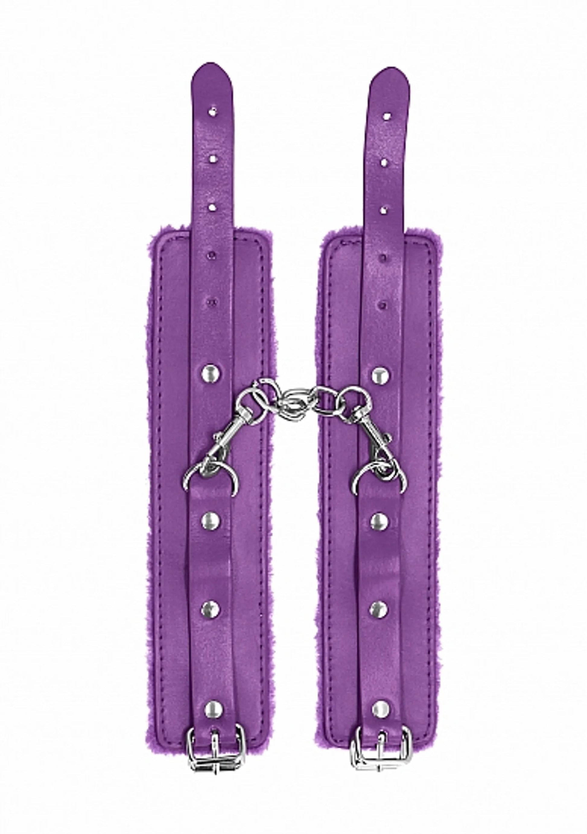 Ouch! Plush Leather Handcuffs Purple SHOTS AMERICA