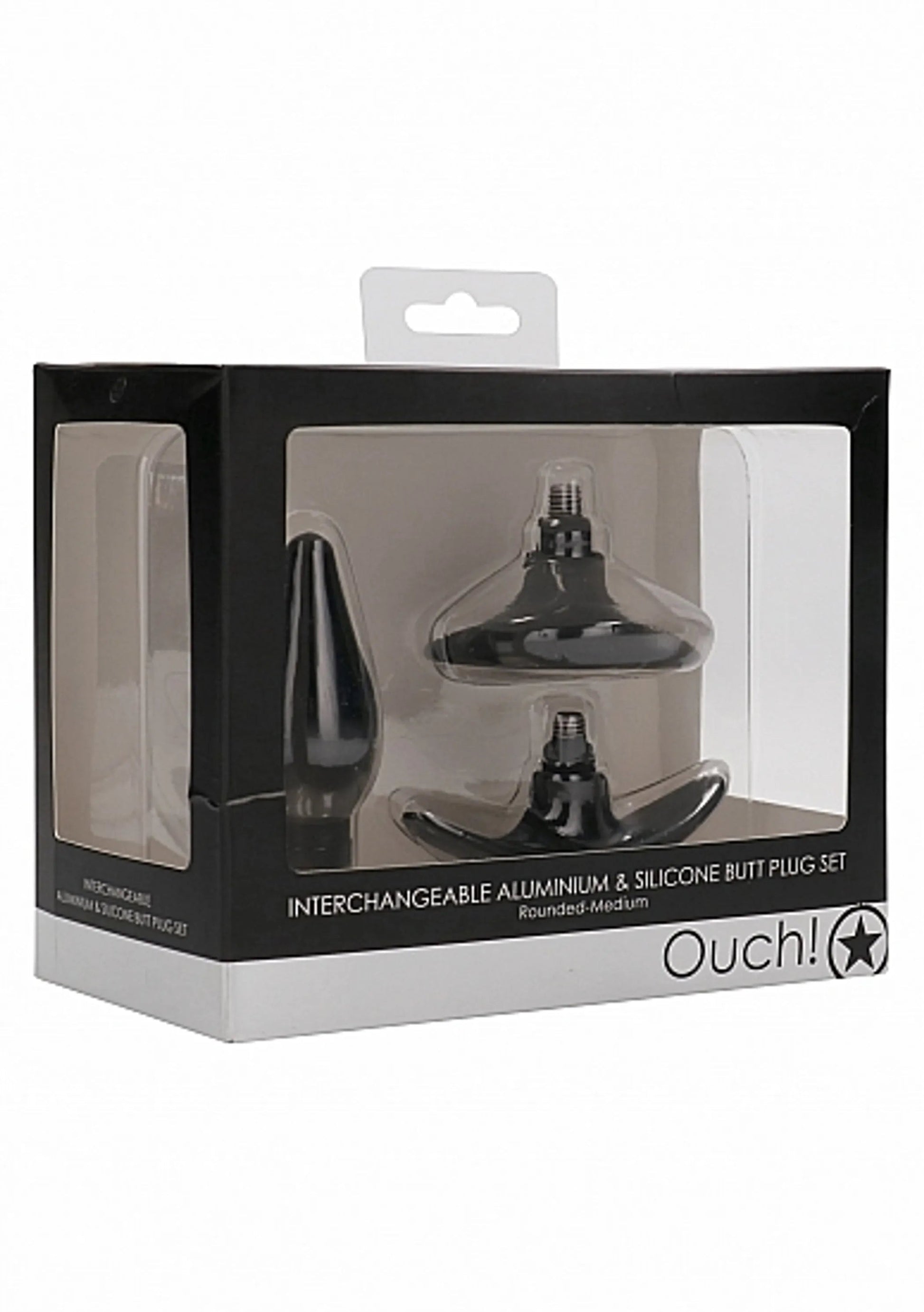 Interchangeable Butt Plug Rounded Medium Black SHOTS AMERICA