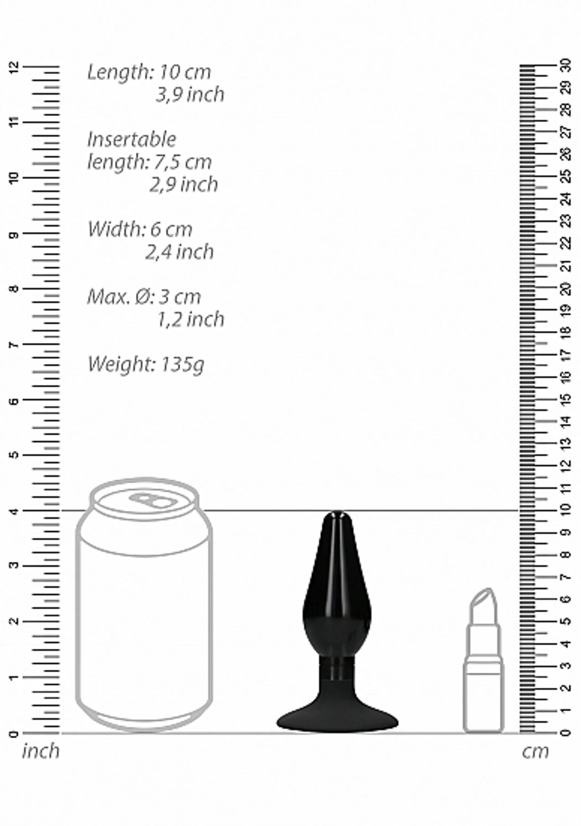 Interchangeable Butt Plug Rounded Medium Black SHOTS AMERICA