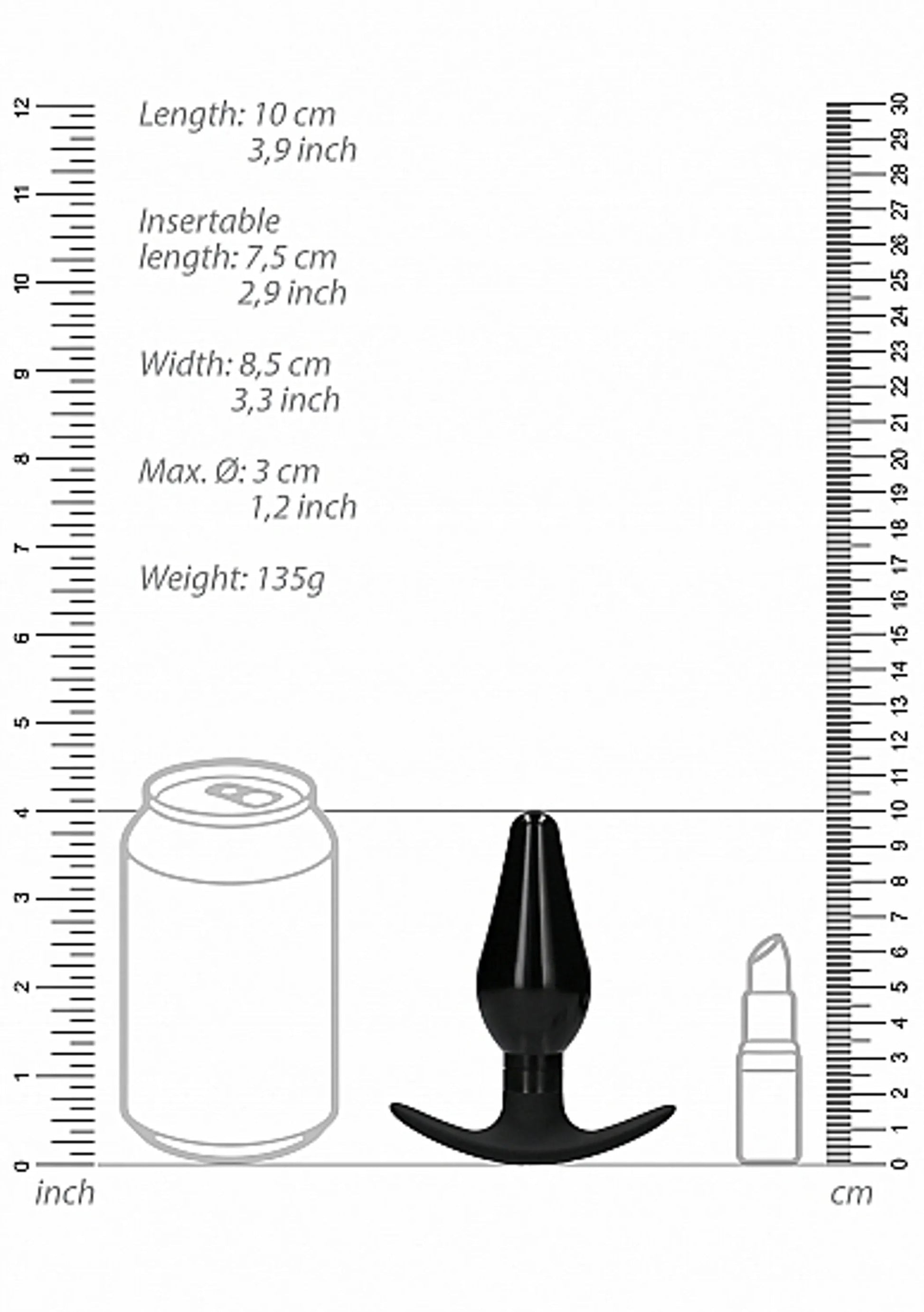 Interchangeable Butt Plug Rounded Medium Black SHOTS AMERICA