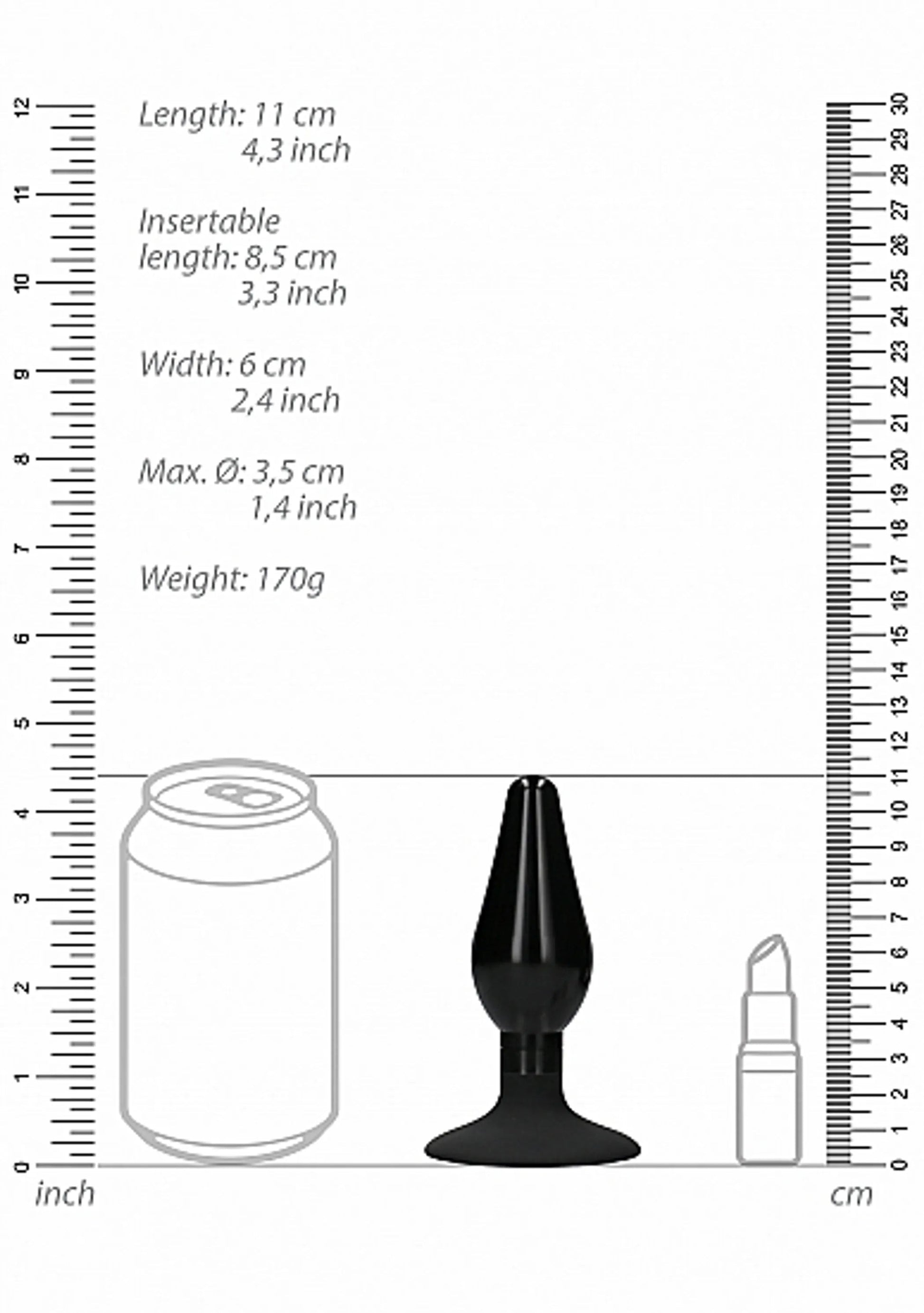 Interchangeable Butt Plug Rounded Large Black SHOTS AMERICA