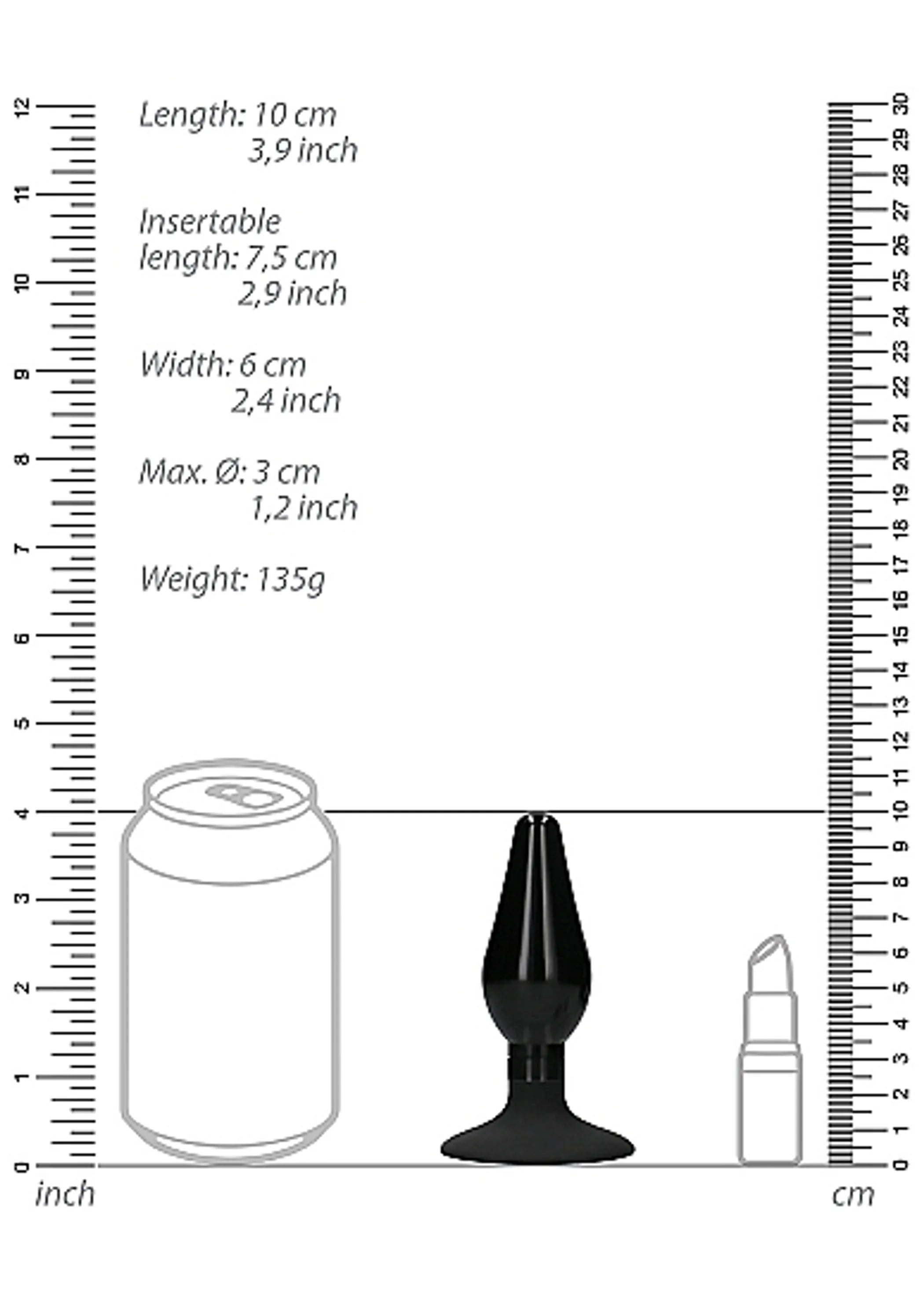 Interchangeable Medium Pointed Butt Plug Black SHOTS AMERICA