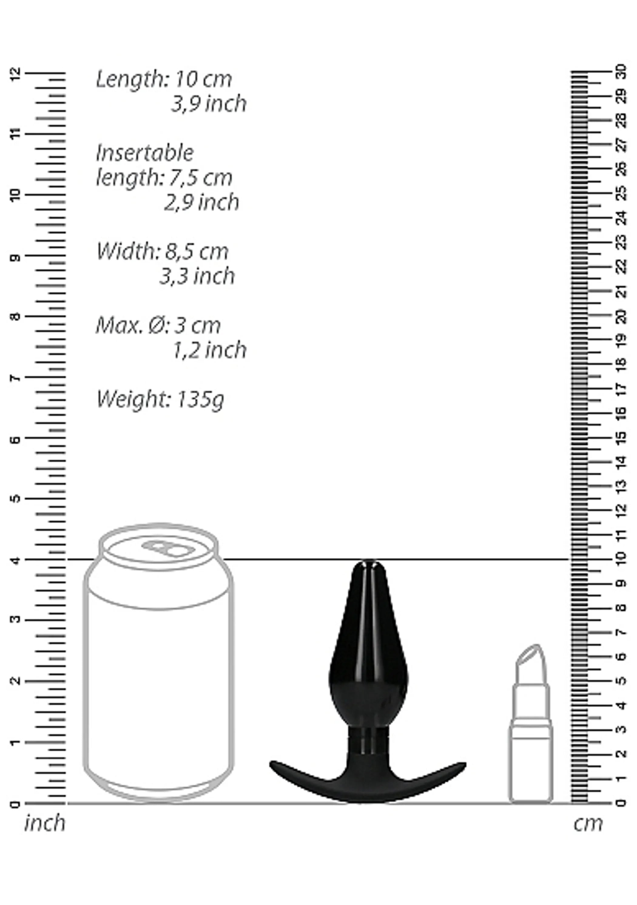 Interchangeable Medium Pointed Butt Plug Black SHOTS AMERICA