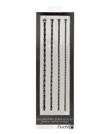 Silicone Spiral Screw Plug Set Beginner Urethral Sounding Black Shots America