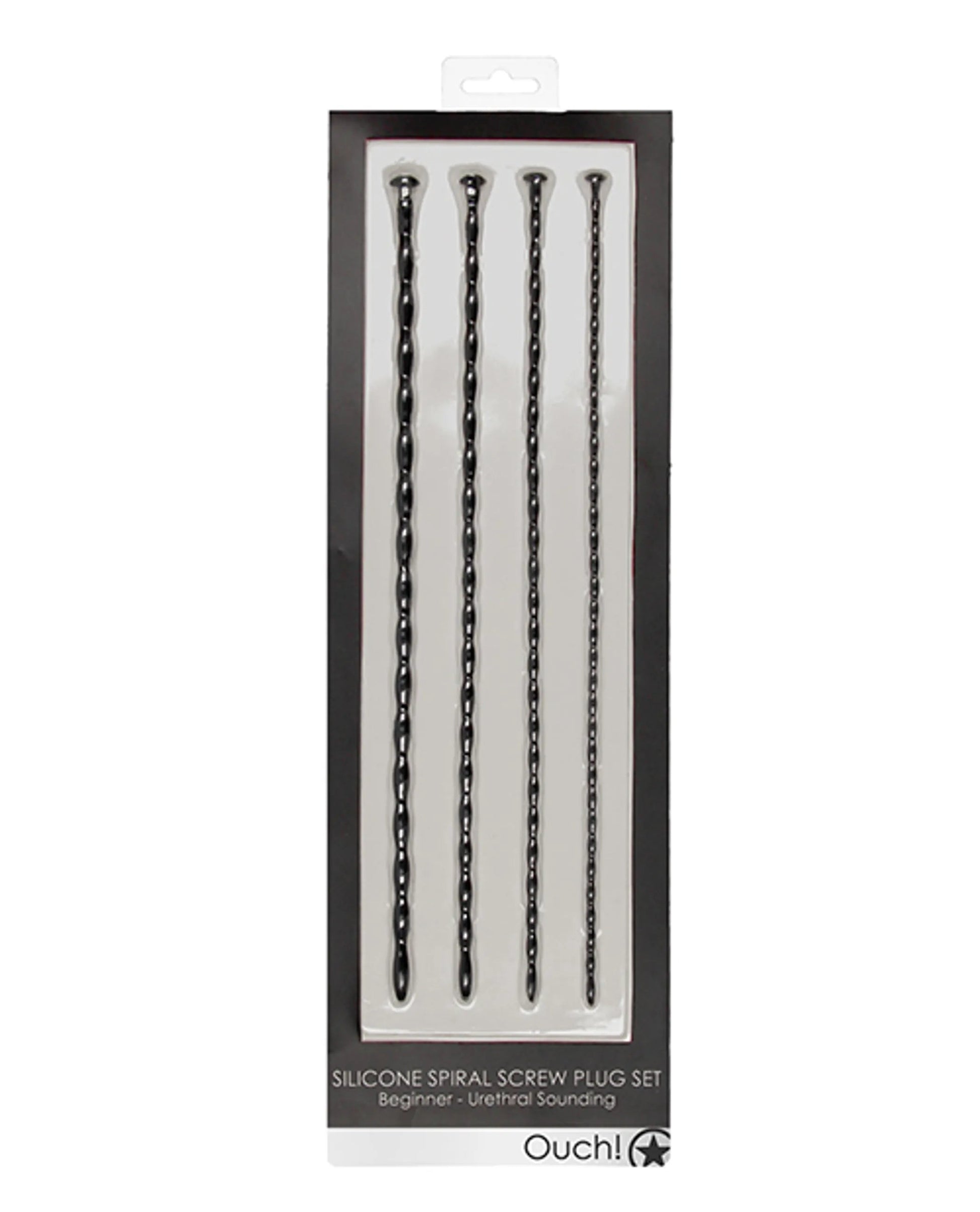 Silicone Spiral Screw Plug Set Beginner Urethral Sounding Black Shots America