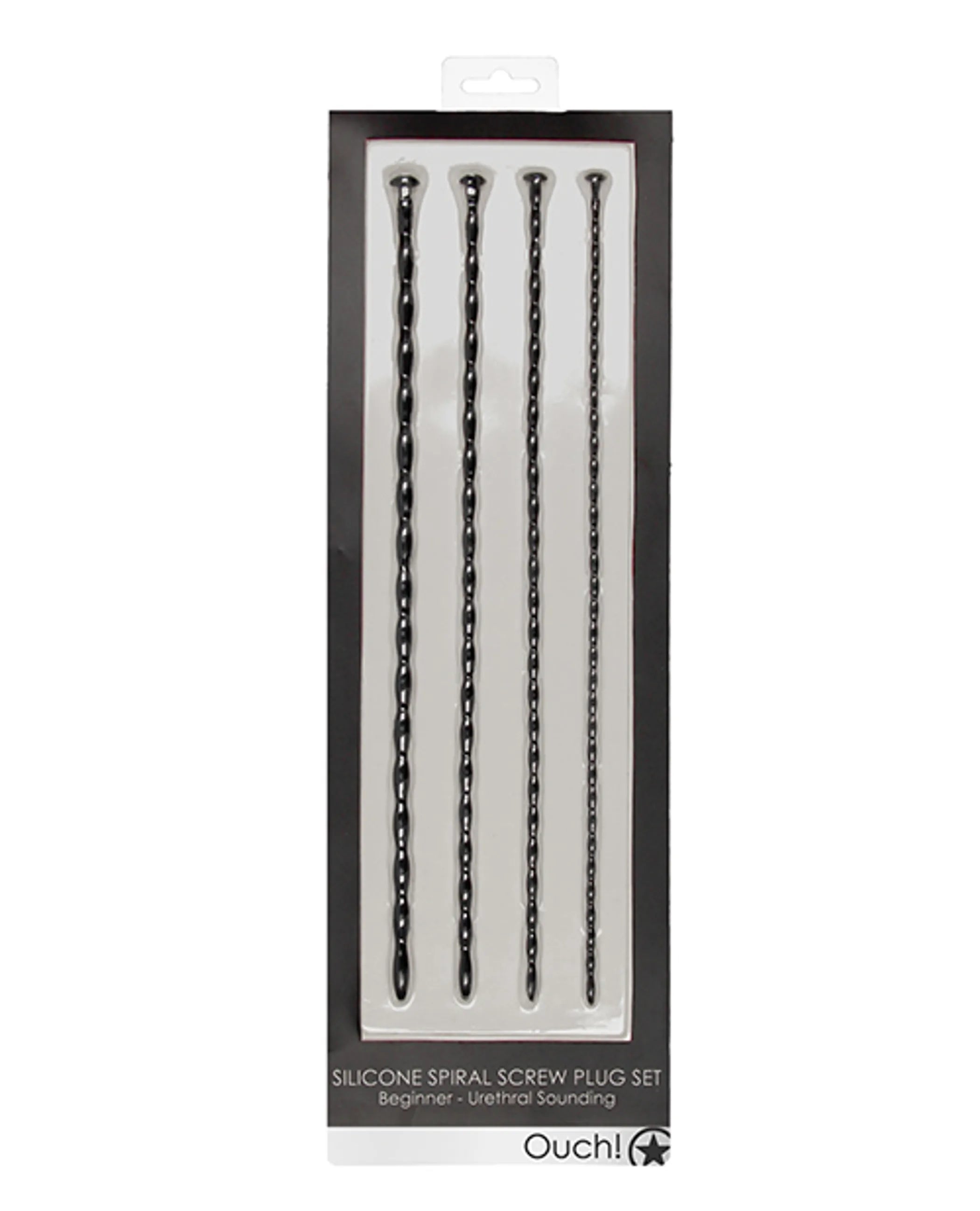 Silicone Spiral Screw Plug Set Beginner Urethral Sounding Black Shots America