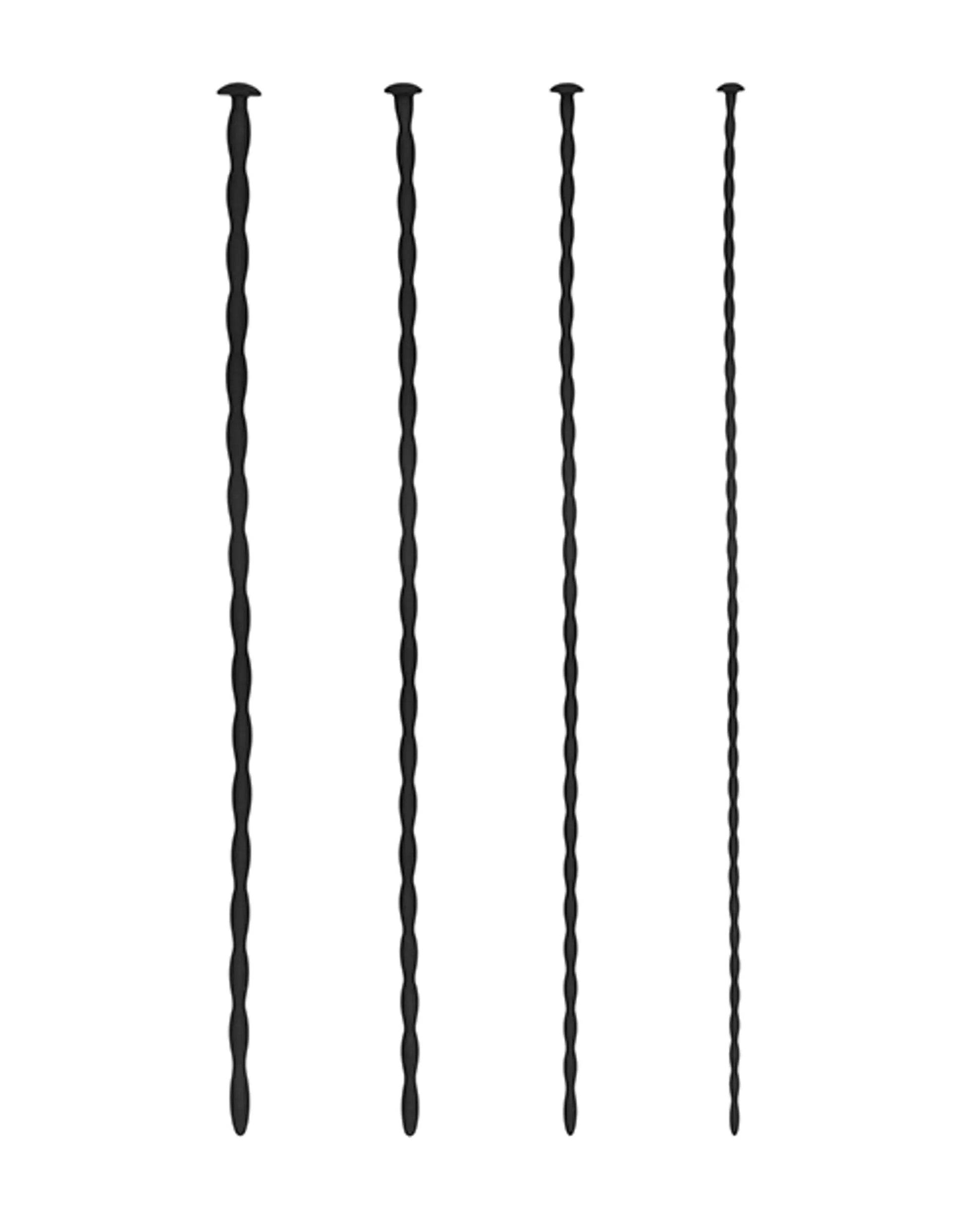 Silicone Spiral Screw Plug Set Beginner Urethral Sounding Black Shots America