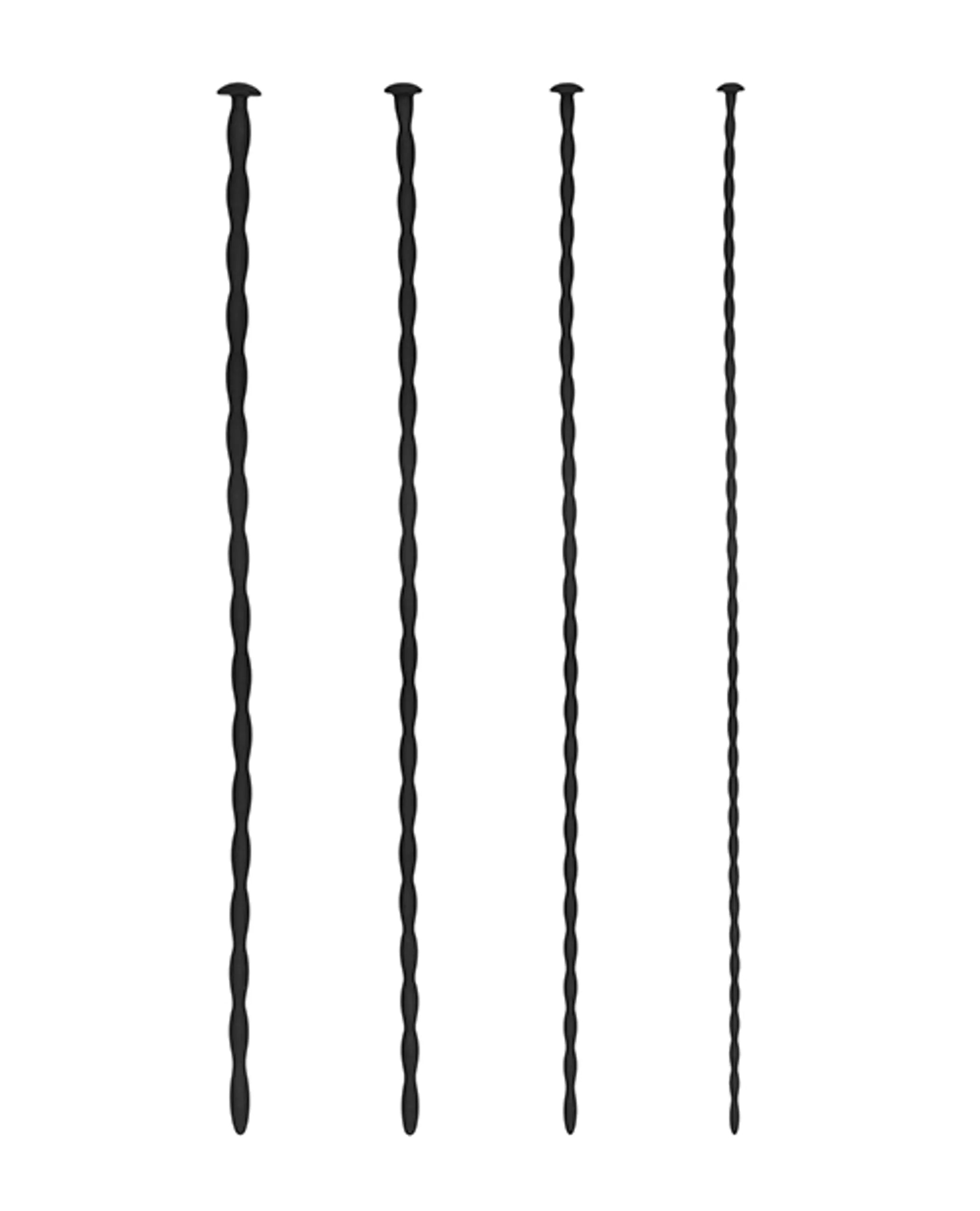 Silicone Spiral Screw Plug Set Beginner Urethral Sounding Black Shots America