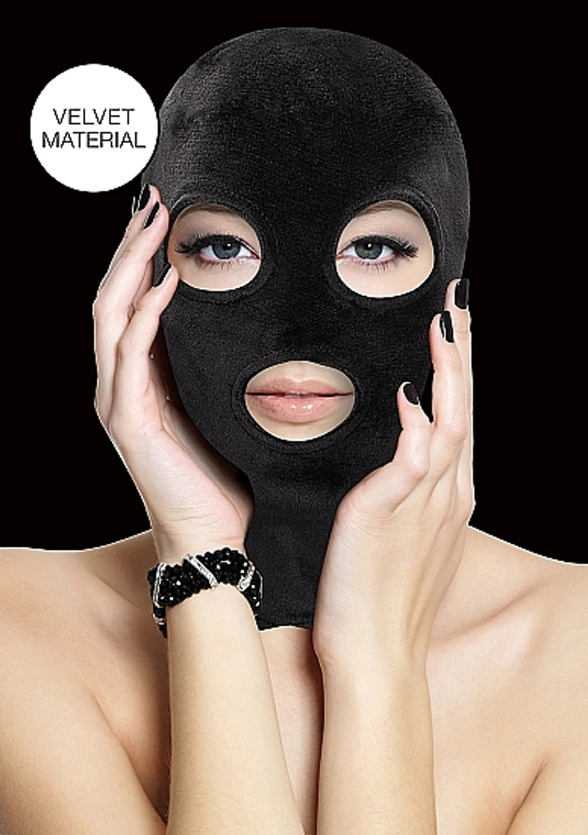 Velvet & Velcro Mask With Mouth and Eye Opening Black SHOTS AMERICA