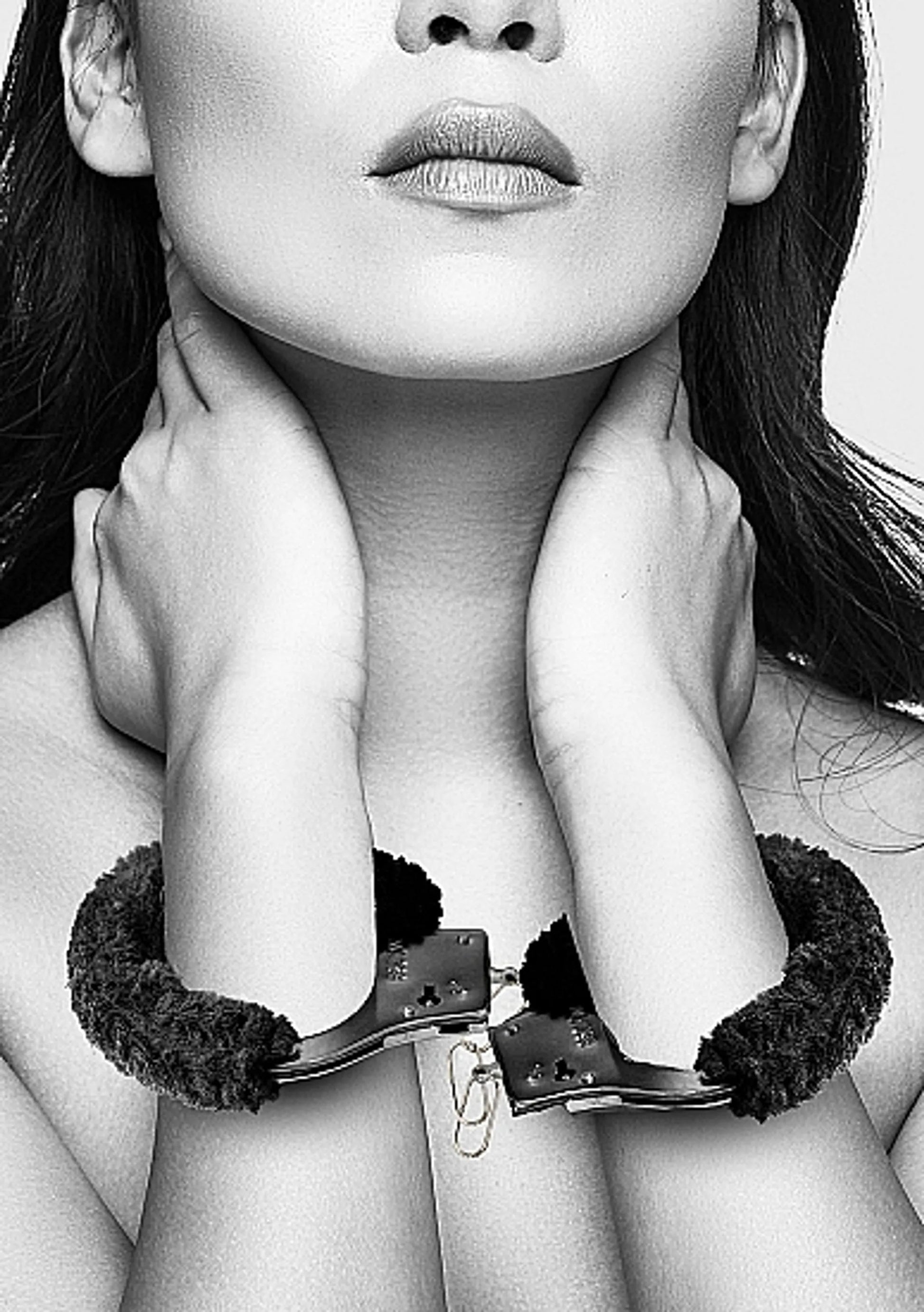 B&W Beginner's Furry Handcuffs With Quick Release Button SHOTS AMERICA