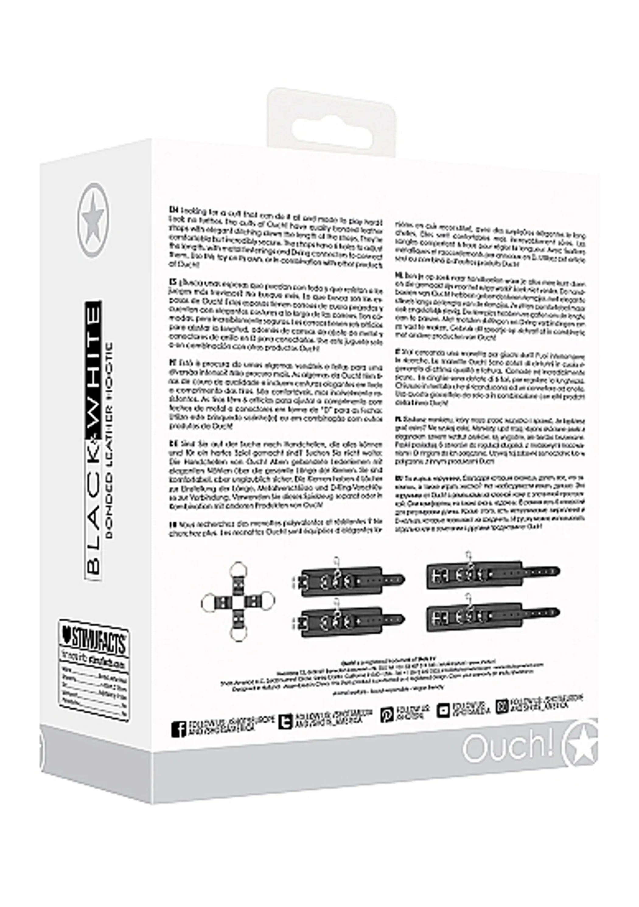 B&W Hogtie With Hand and Ankle Cuffs Bonded Leather SHOTS AMERICA