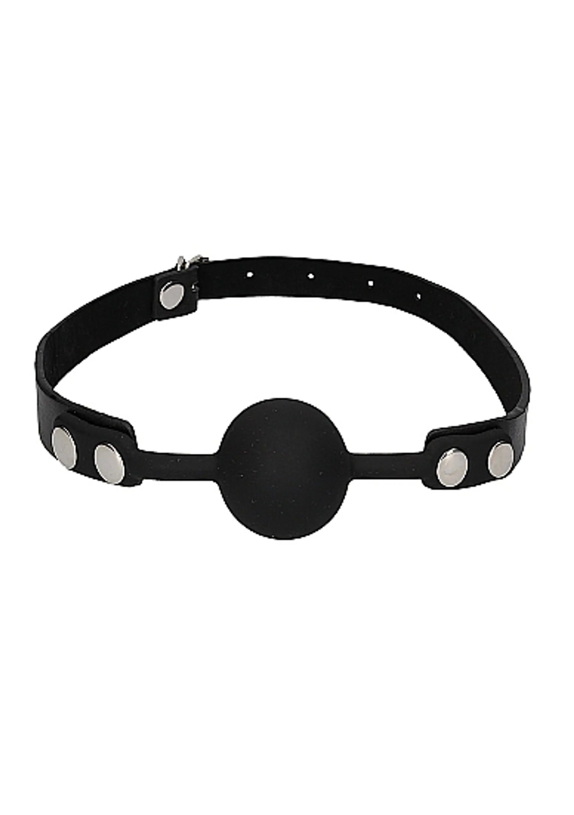 Black and White Silicone Ball Gag with Adjustable Leather Straps SHOTS AMERICA