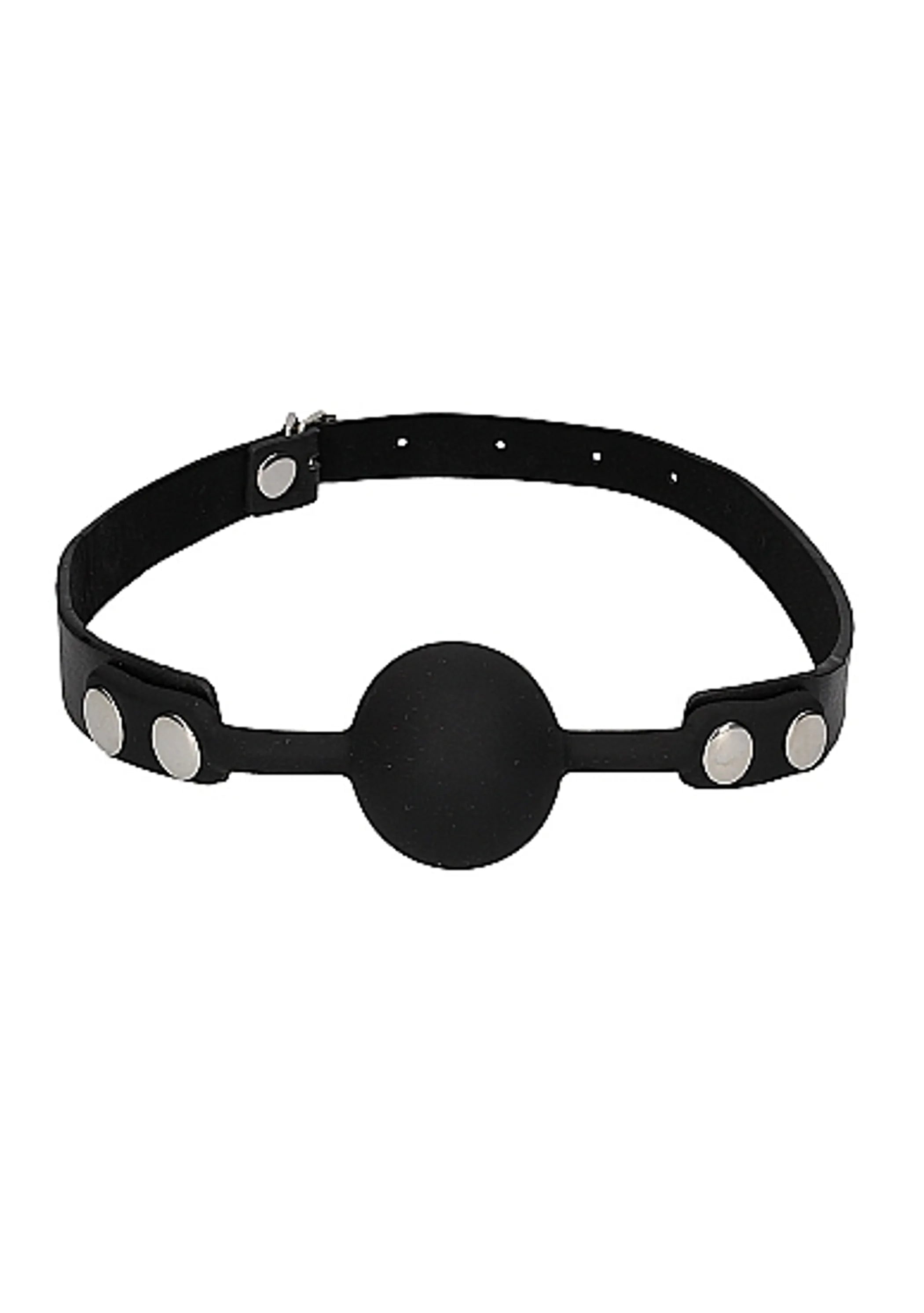 Black and White Silicone Ball Gag with Adjustable Leather Straps SHOTS AMERICA