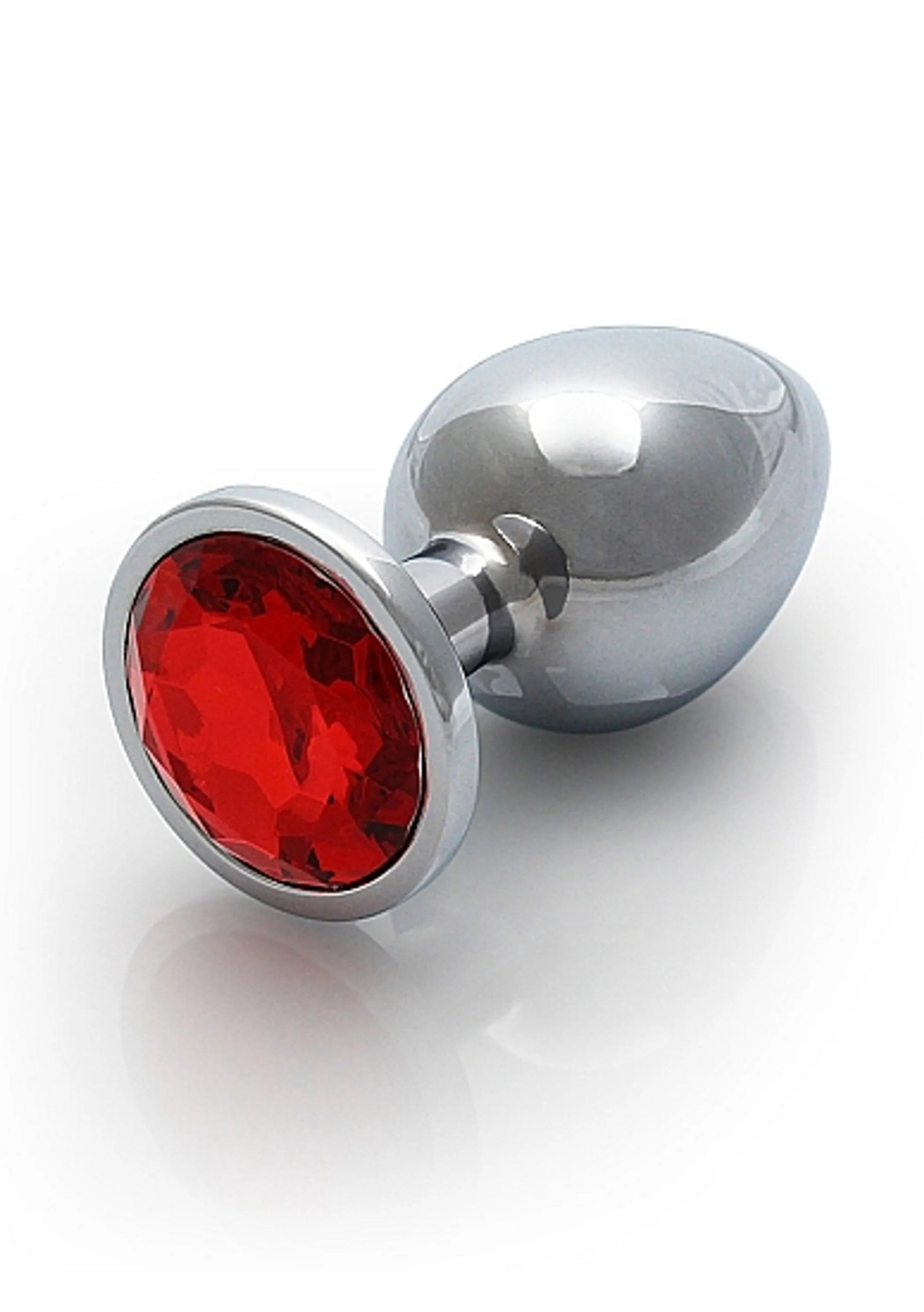 Round Gem Butt Plug Medium Silver Ruby Red SHOTS AMERICA