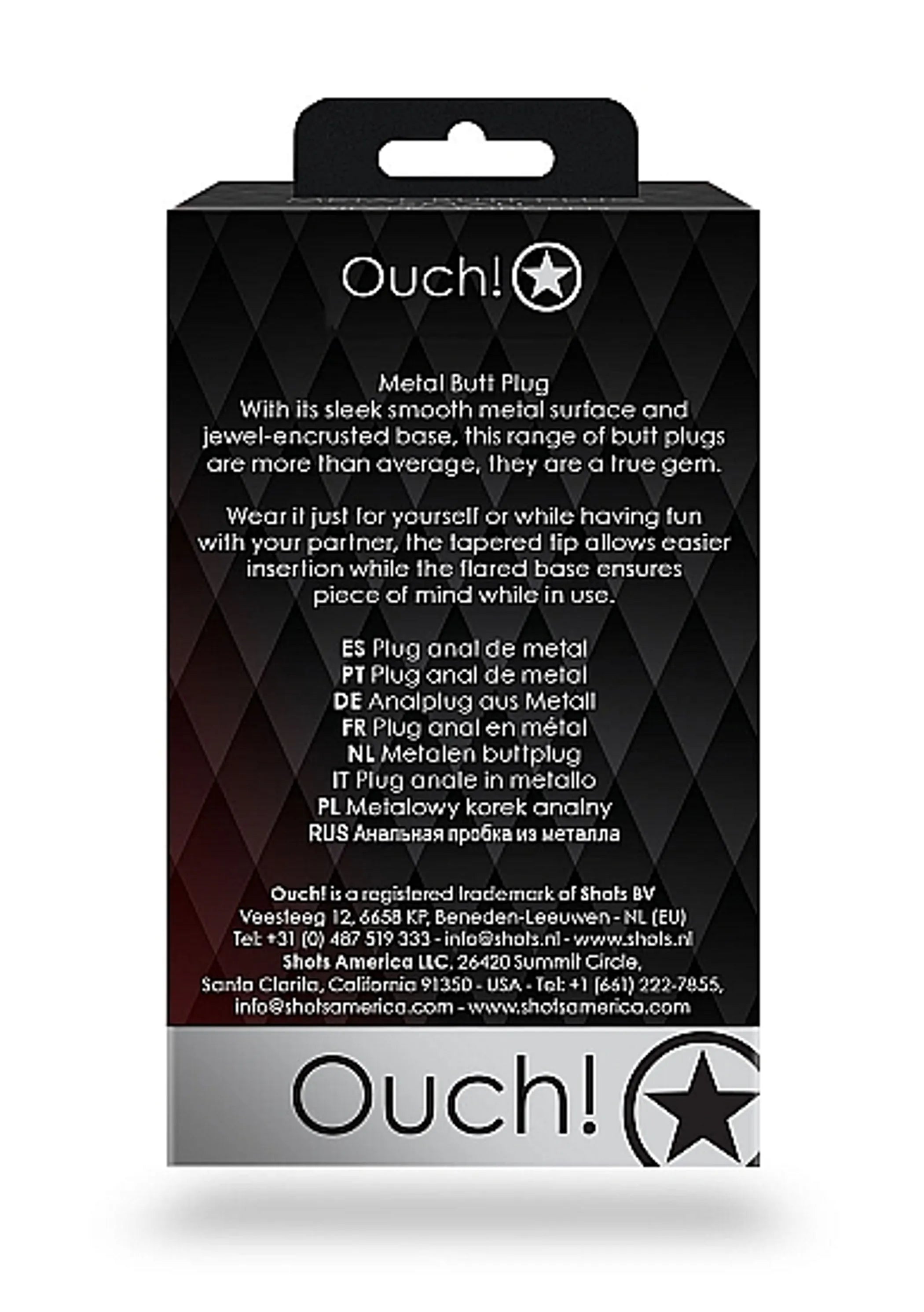 Round Gem Butt Plug Medium Silver Ruby Red SHOTS AMERICA